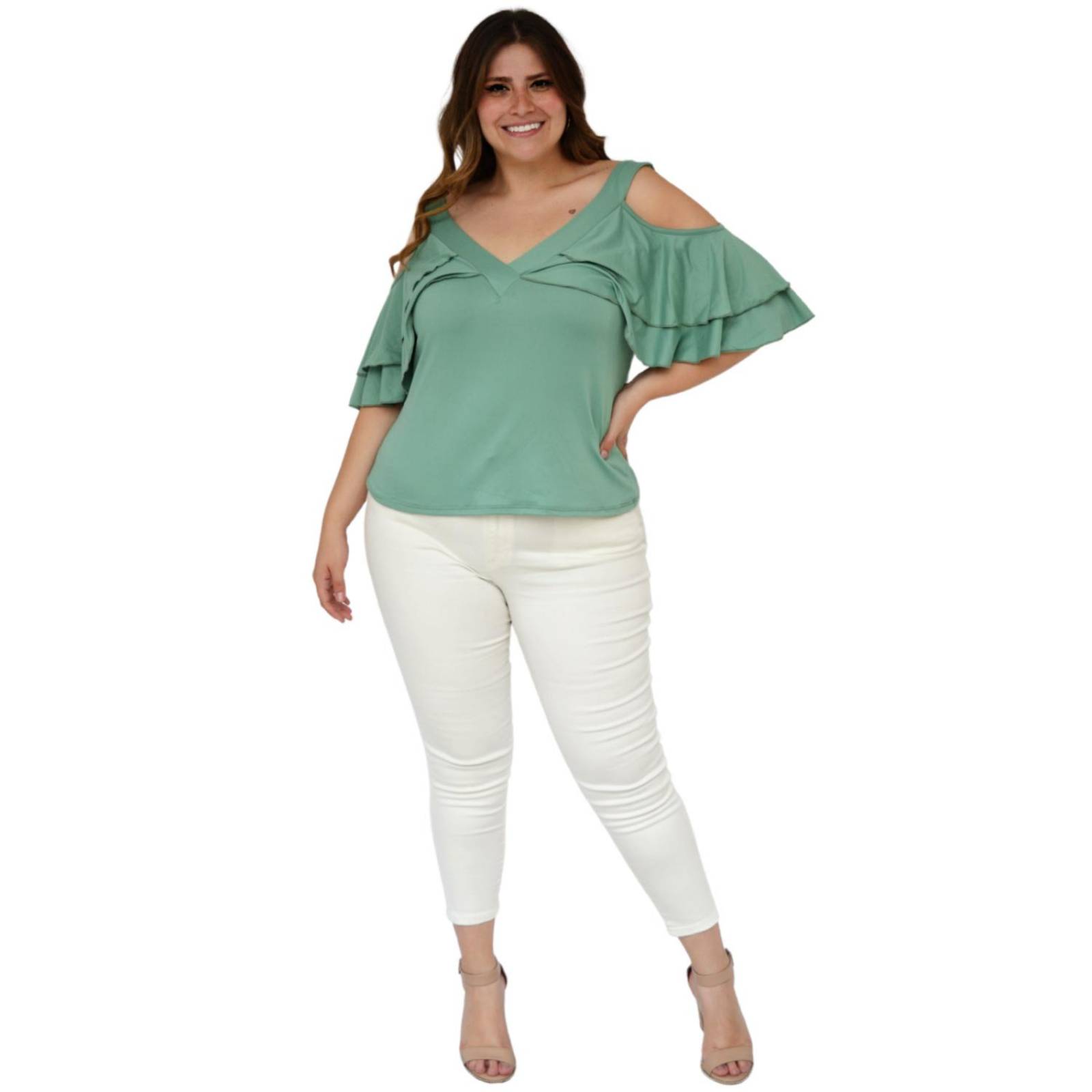 Blusa manga caída talla extra, modelo 1732 (Menta) 