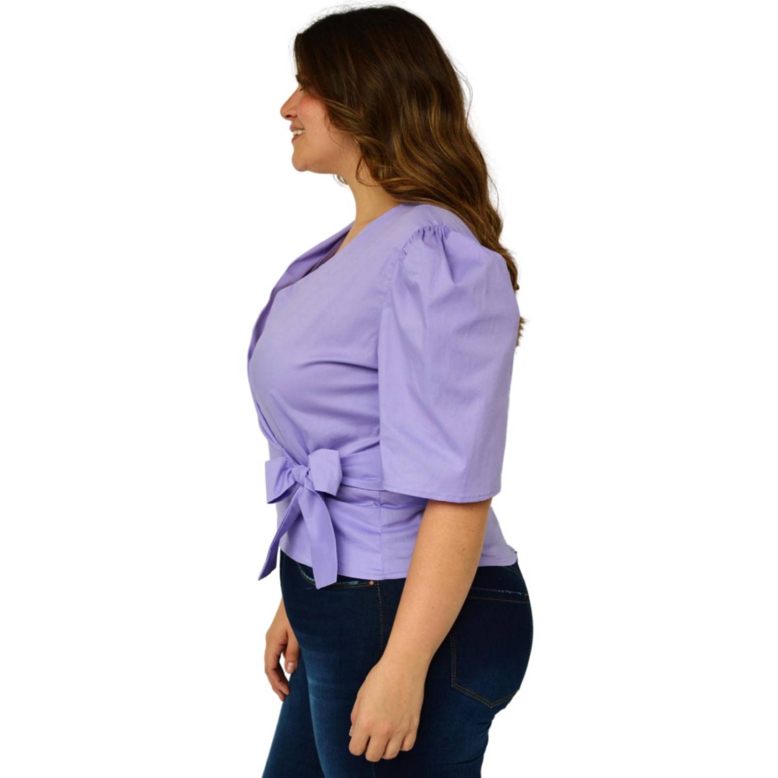Blusa con moño talla extra, modelo 0914 (Lila) 