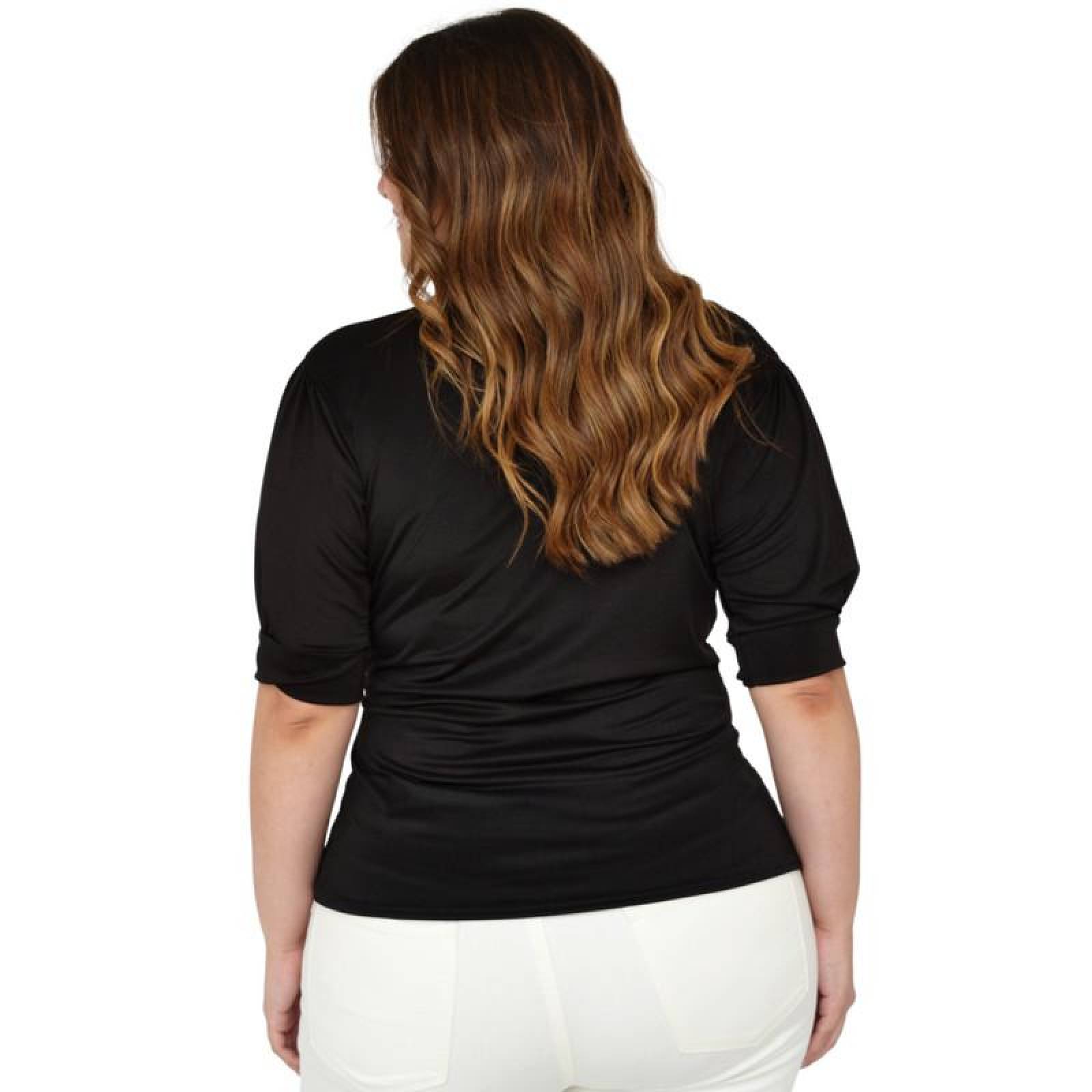 Blusa escote V Roman Fashion, tallas extras 1772 (Negro) 