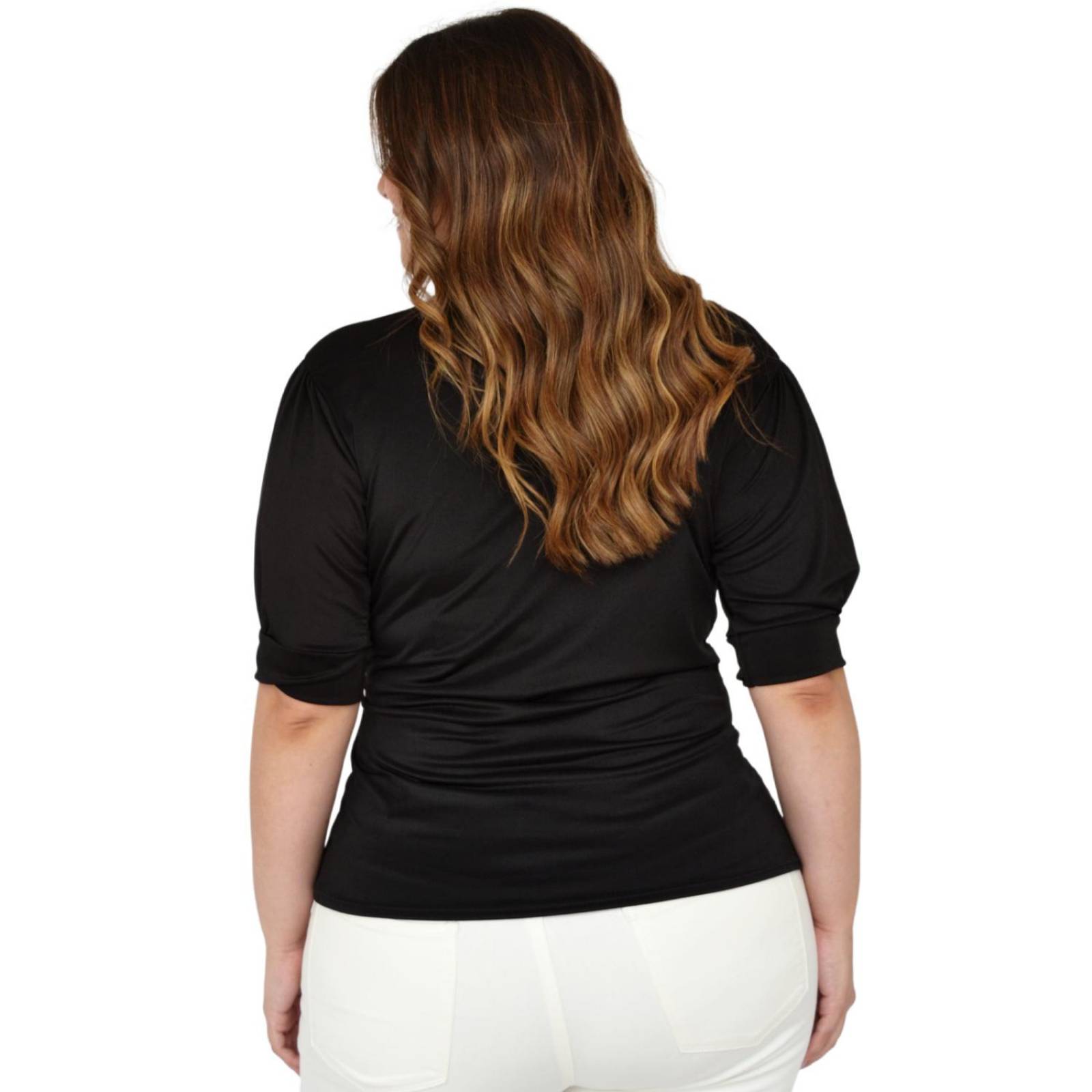 Blusa escote V Roman Fashion, tallas extras 1772 (Negro) 