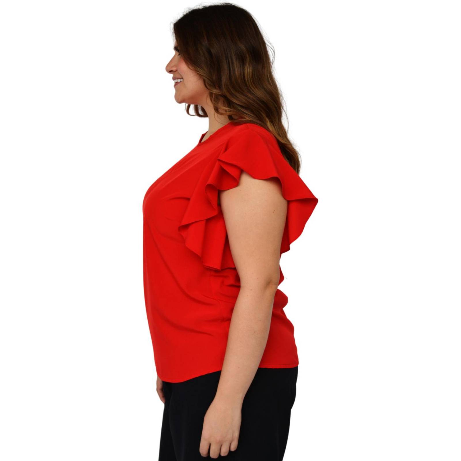 Blusa de chifón Roman Fashion tallas extras, 2668 (Rojo)