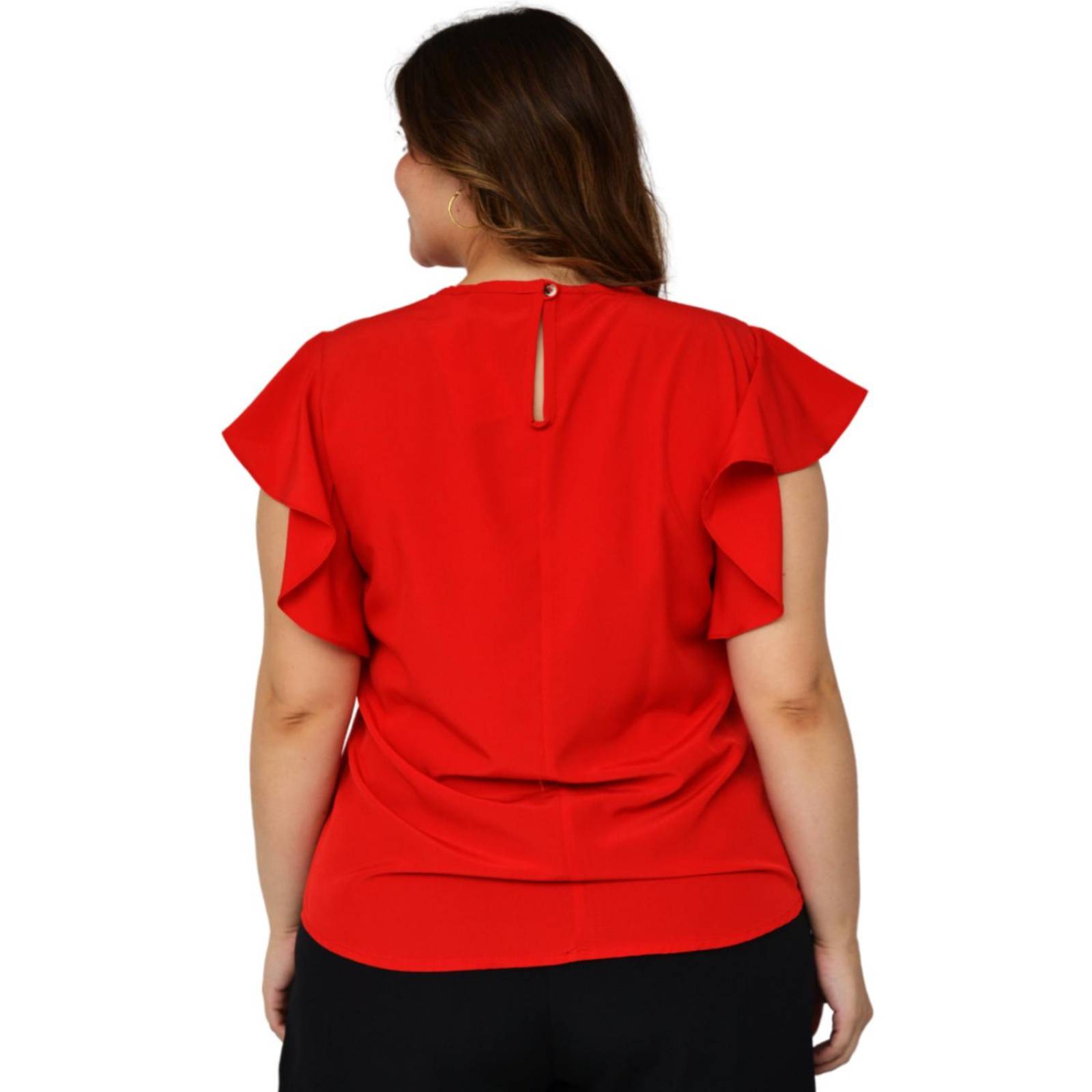 Blusa de chifón Roman Fashion tallas extras, 2668 (Rojo)