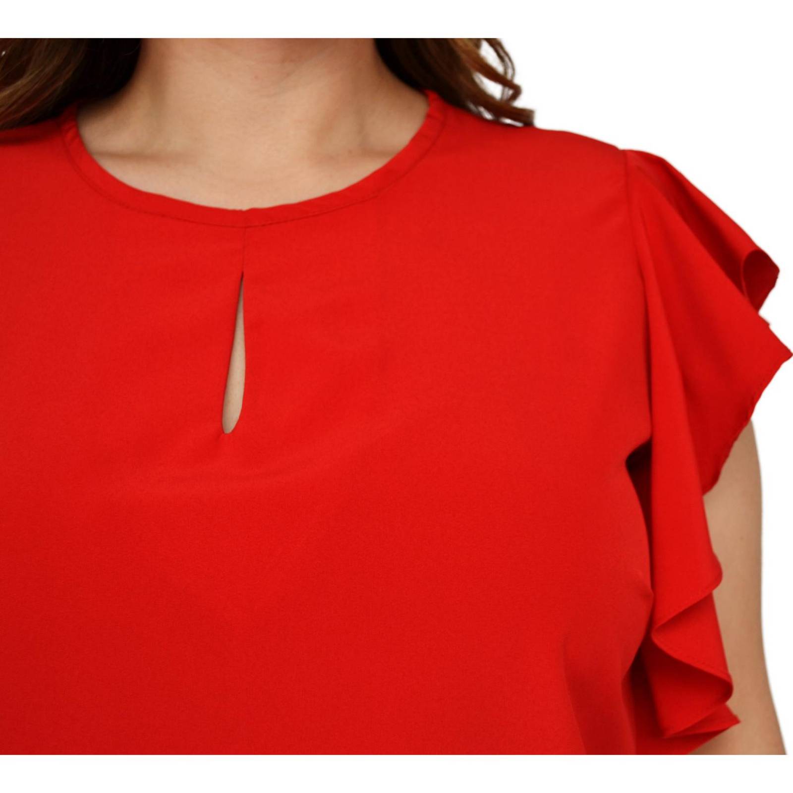 Blusa de chifón Roman Fashion tallas extras, 2668 (Rojo)