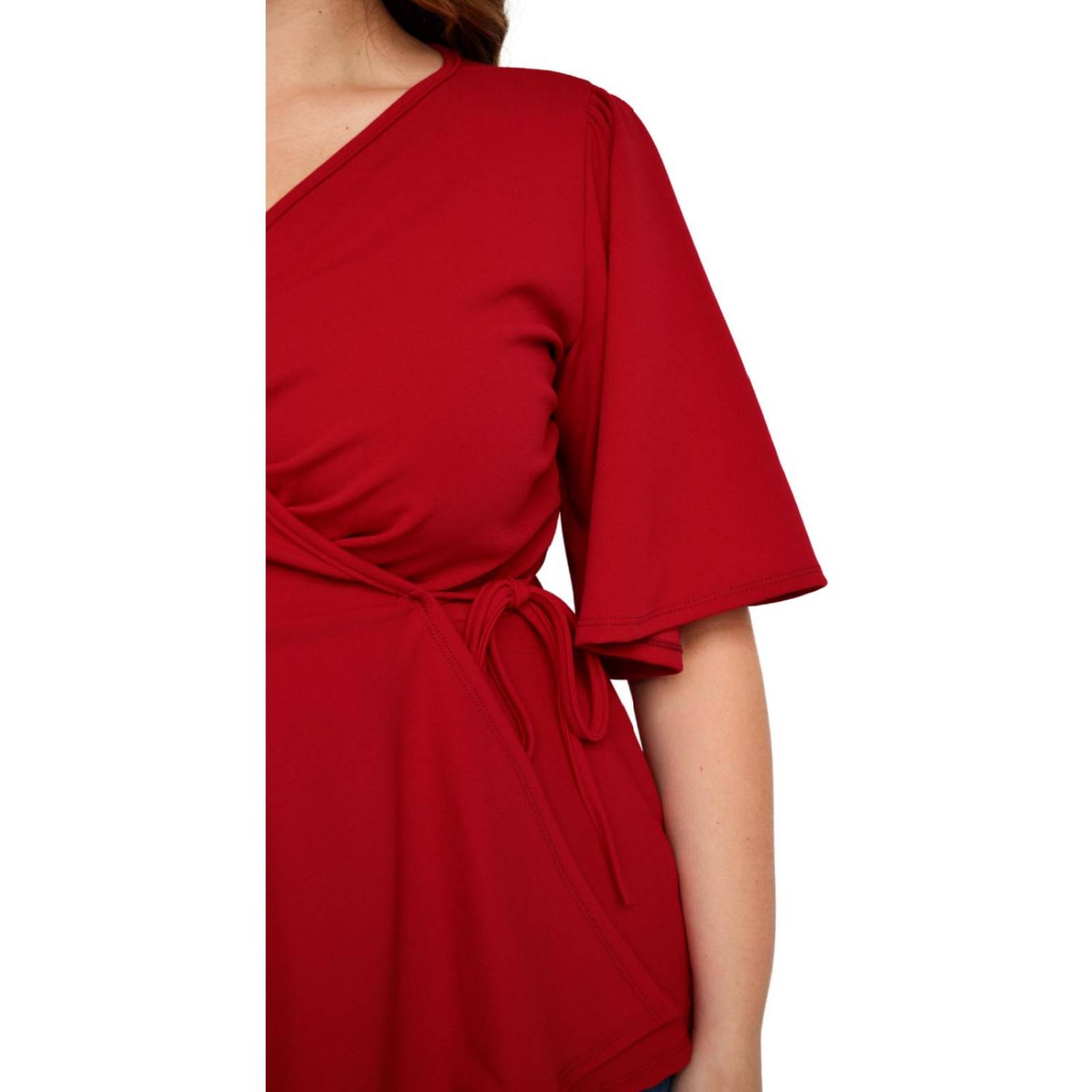Blusa con vuelo Roman Fashion tallas extras, 1790 (Rojo) 