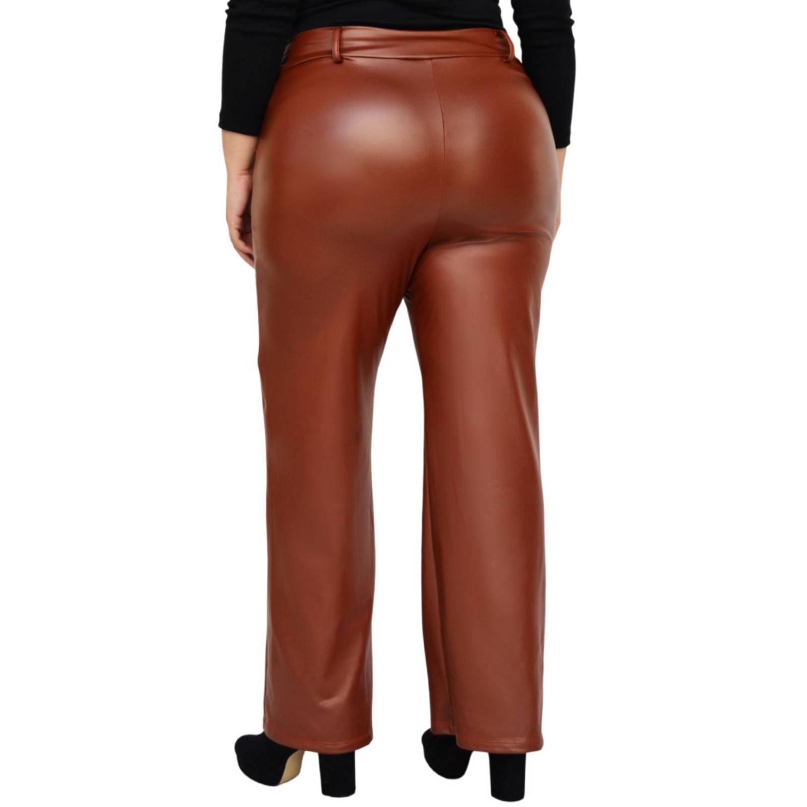 Pantalón pierna ancha vinipiel Roman Fashion tallas extras, 2120 (Camel) 