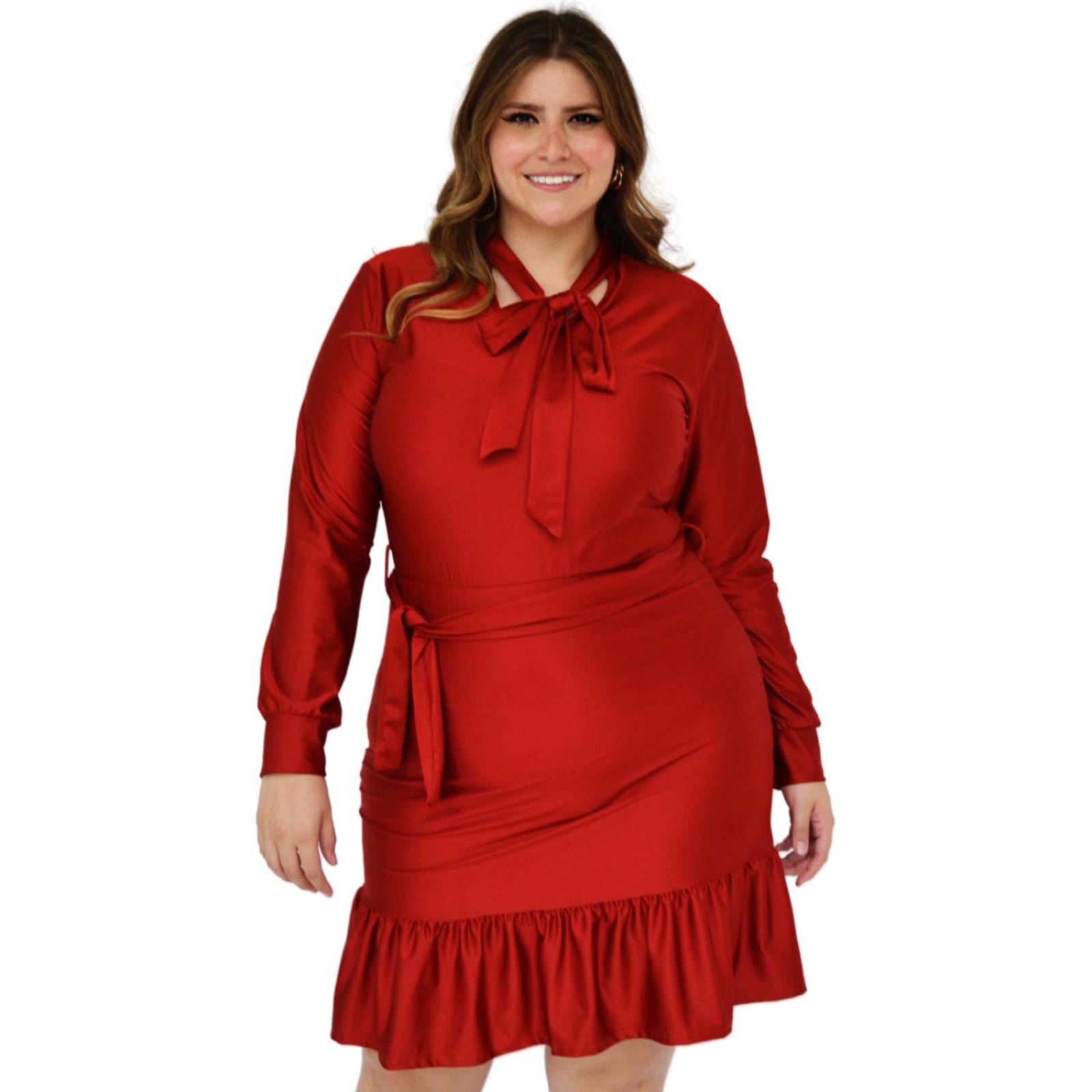 Vestido con olán Roman Fashion/Tallas Extras, 4306 (Chedron) 