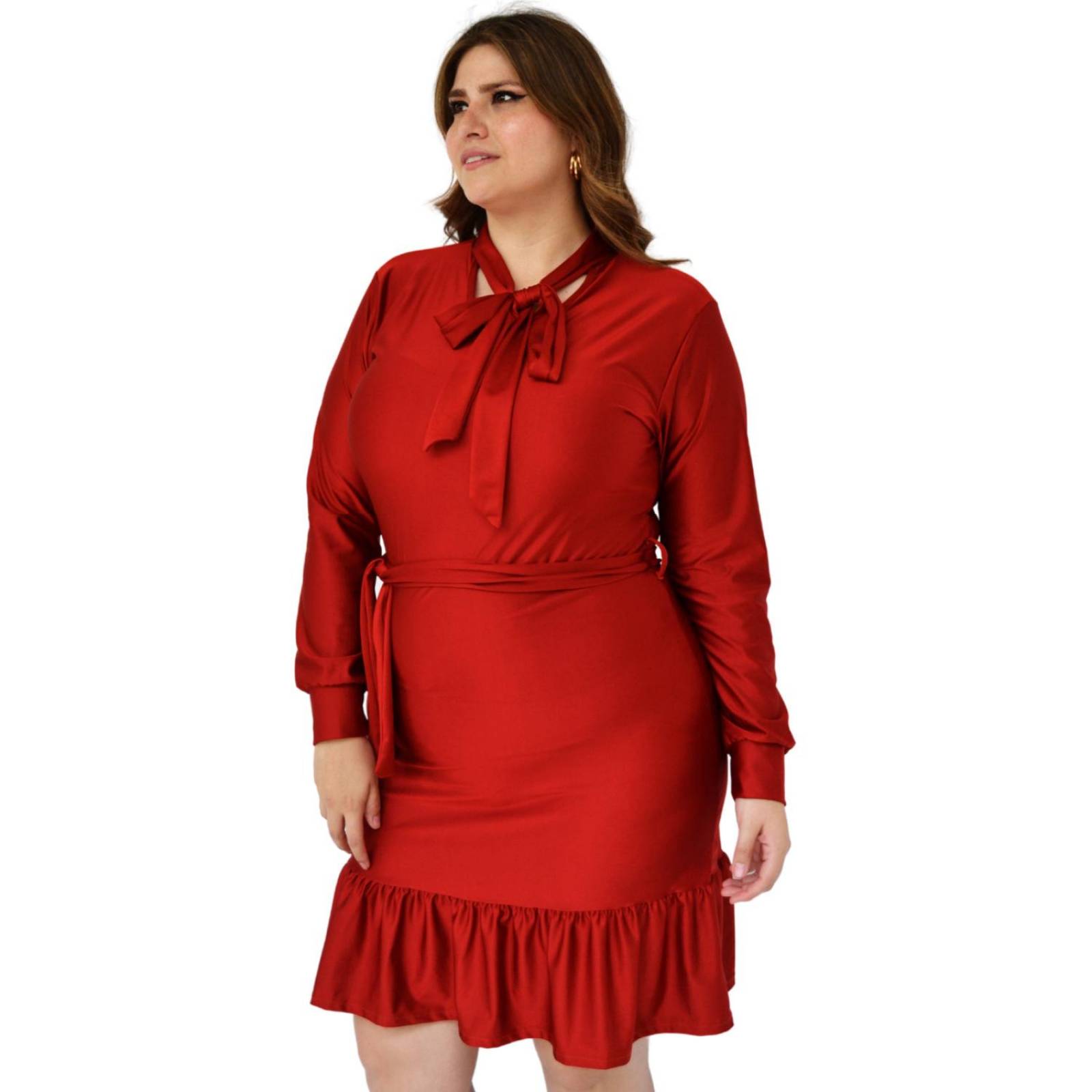 Vestido con olán Roman Fashion/Tallas Extras, 4306 (Chedron) 