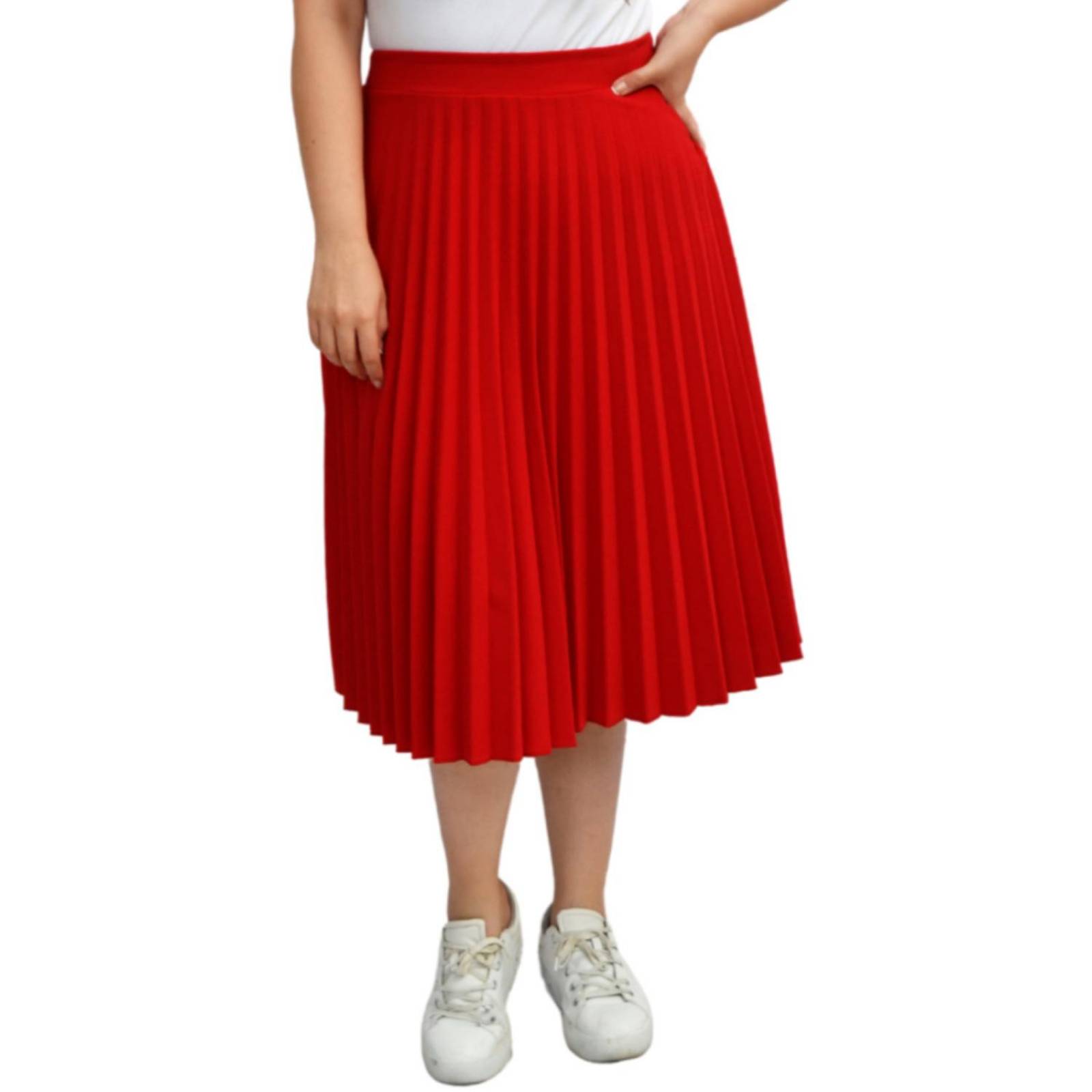 Falda plisada Roman Fashion talla extra, 715 (Rojo)