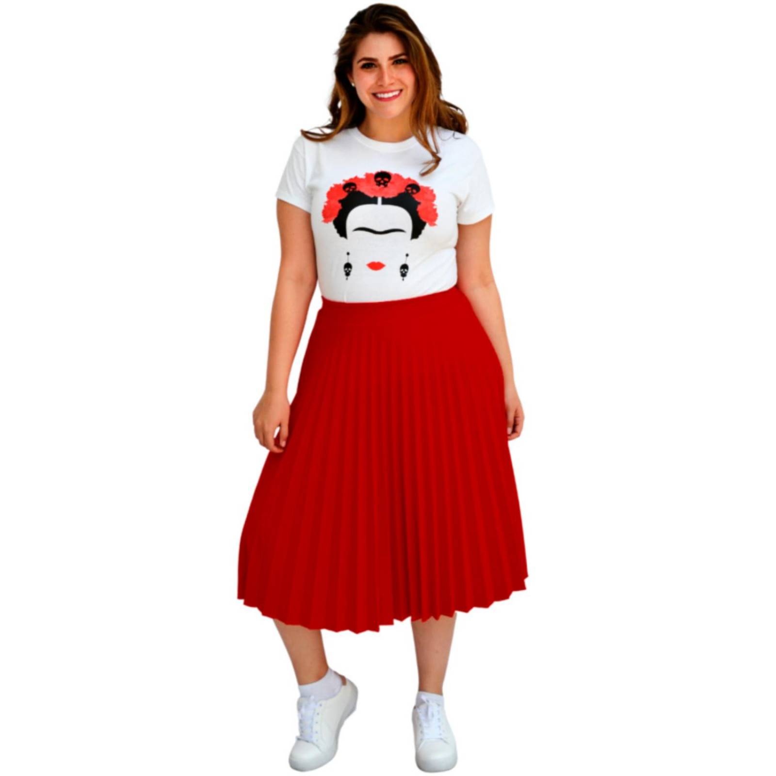 Falda plisada Roman Fashion talla extra, 715 (Rojo)