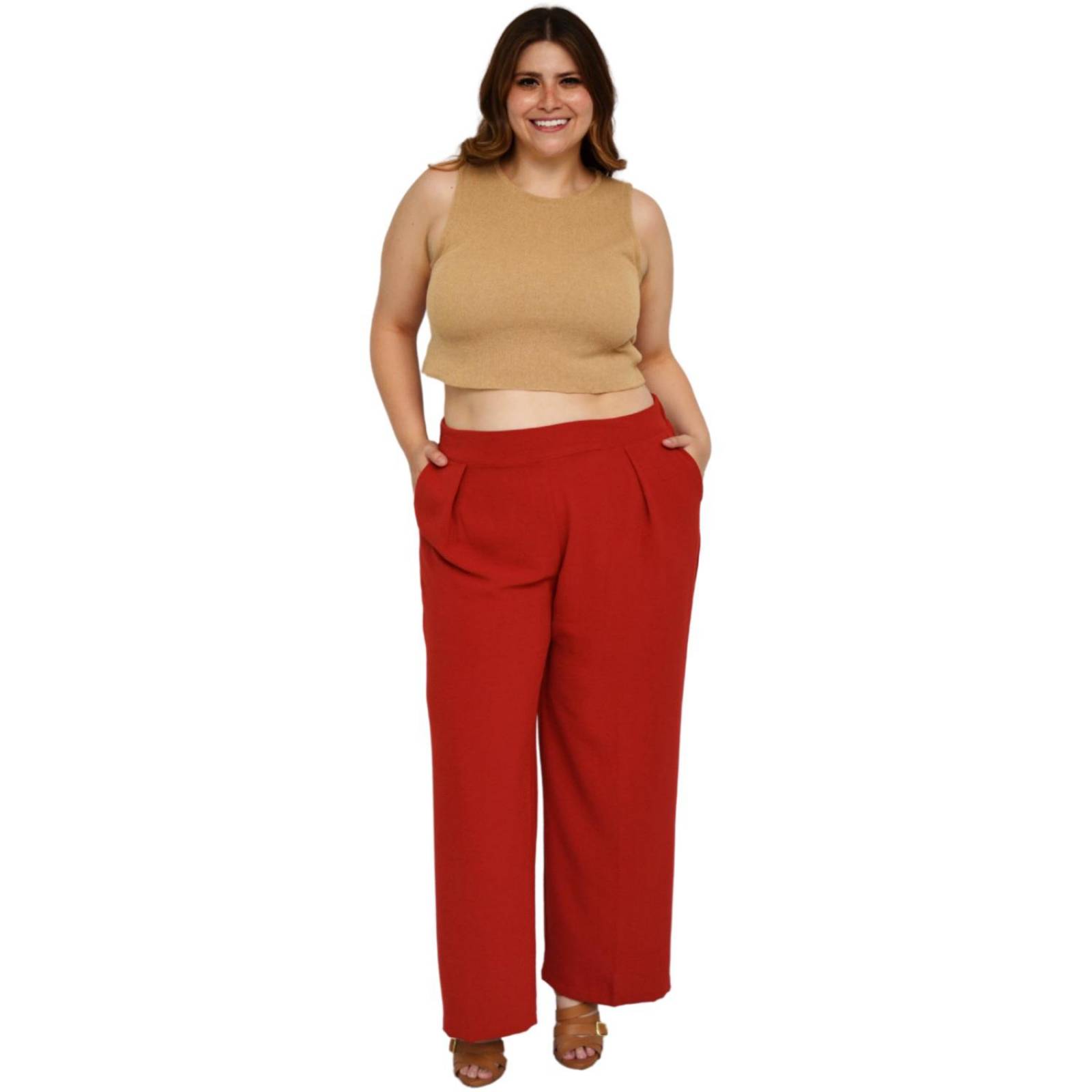 Pantalón pierna amplia Roman Fashion/Tallas Extras, 1982 (Ladrillo) 