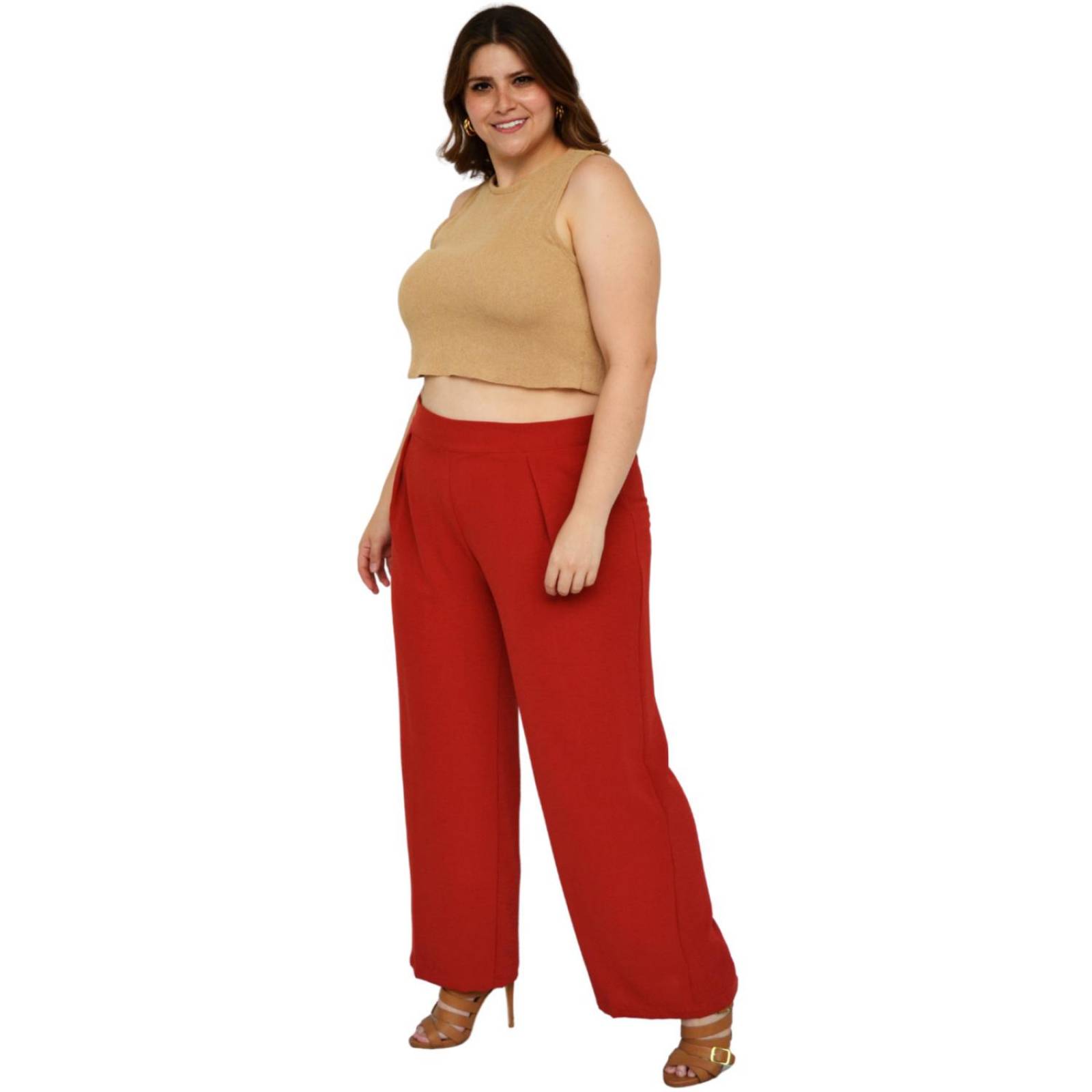 Pantalón pierna amplia Roman Fashion/Tallas Extras, 1982 (Ladrillo) 