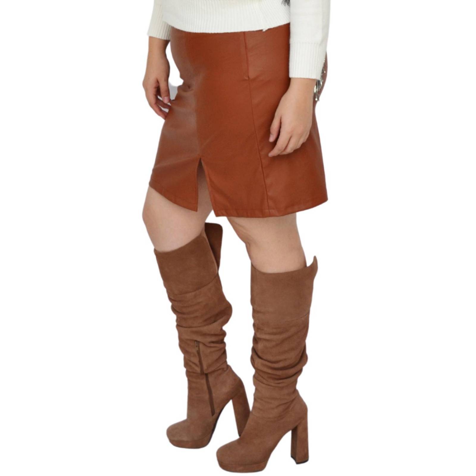 Falda corta de vinipiel Roman Fashion/Tallas Extras, 2114 (Camel) 