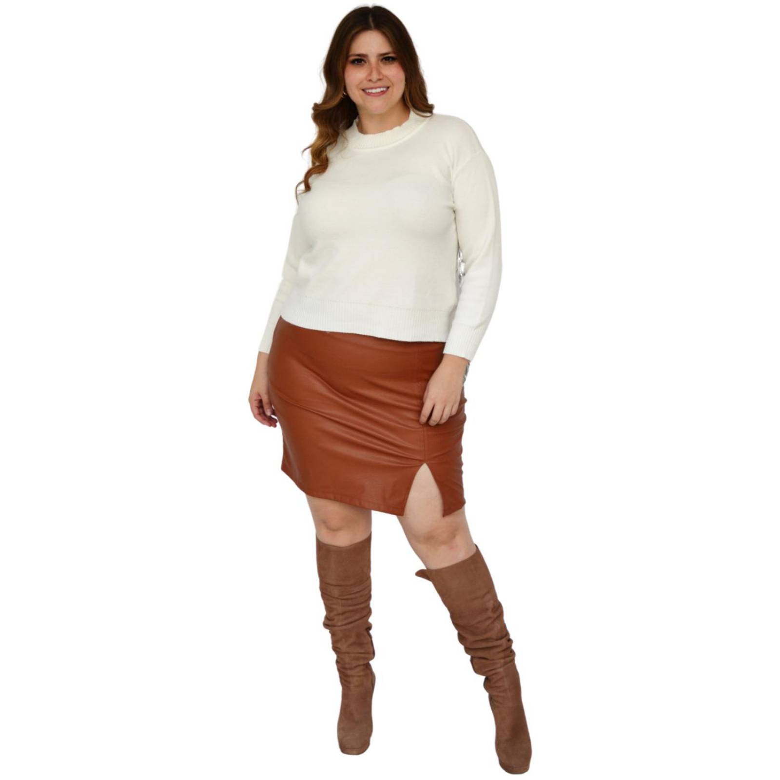Falda corta de vinipiel Roman Fashion/Tallas Extras, 2114 (Camel) 