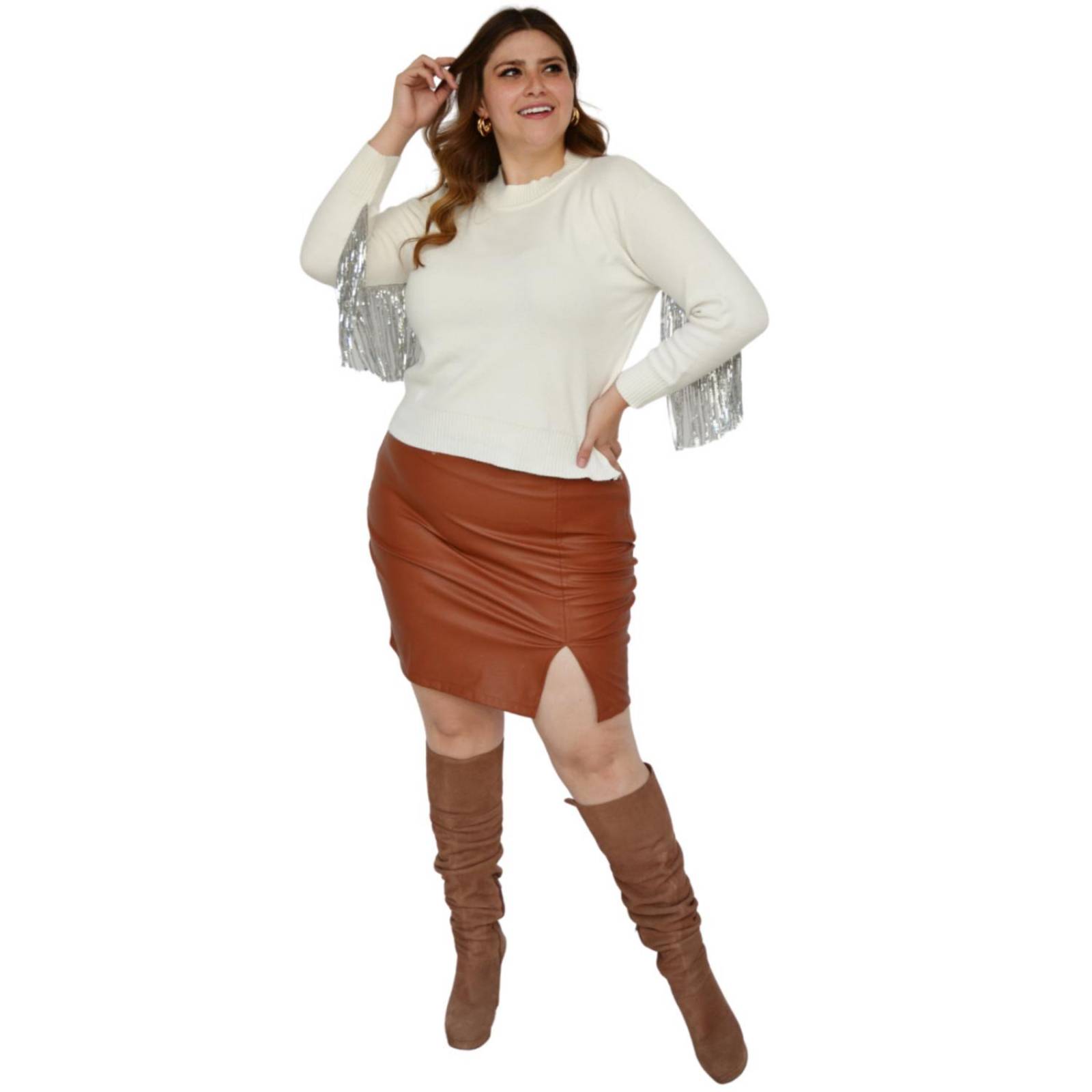 Falda corta de vinipiel Roman Fashion/Tallas Extras, 2114 (Camel) 