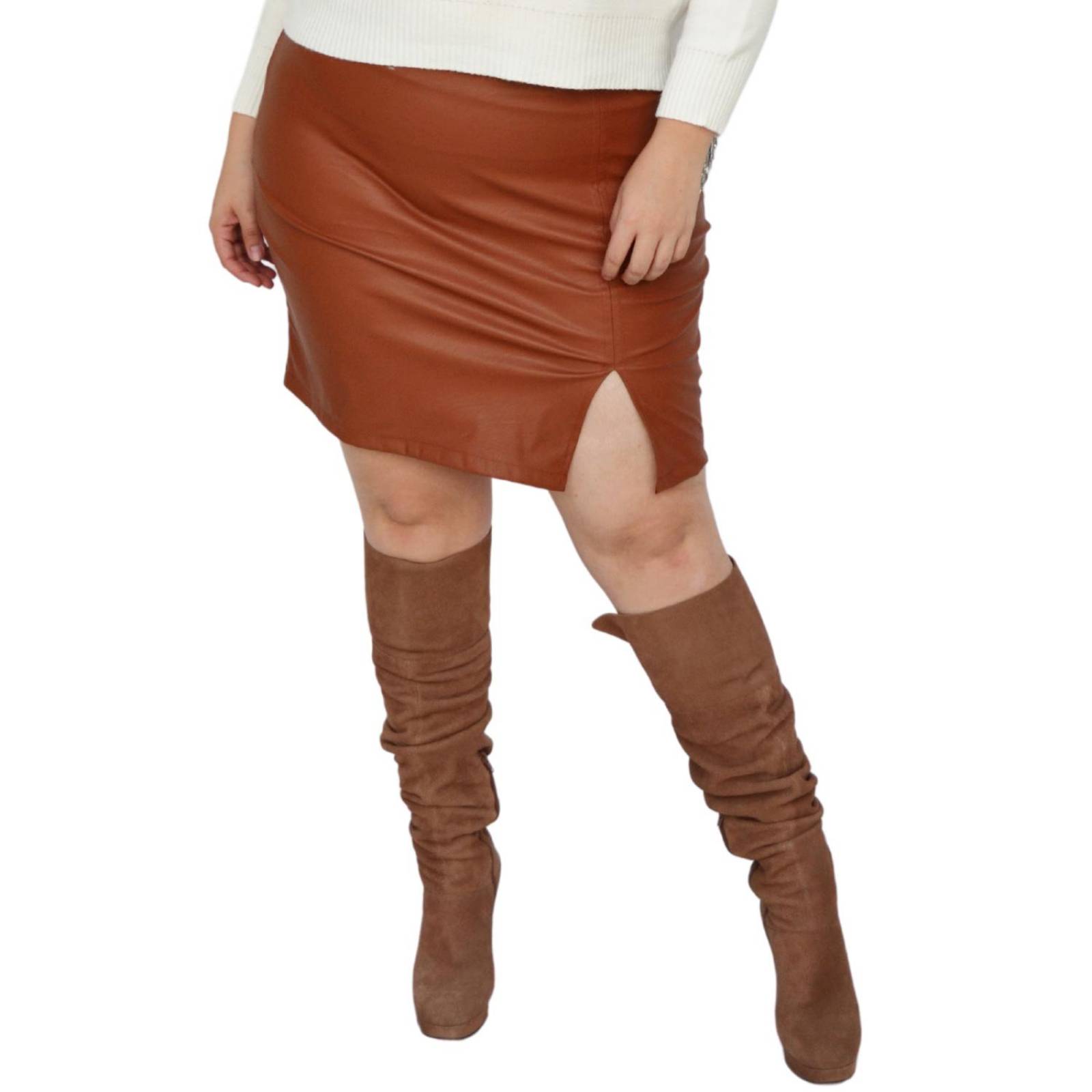 Falda corta de vinipiel Roman Fashion/Tallas Extras, 2114 (Camel) 