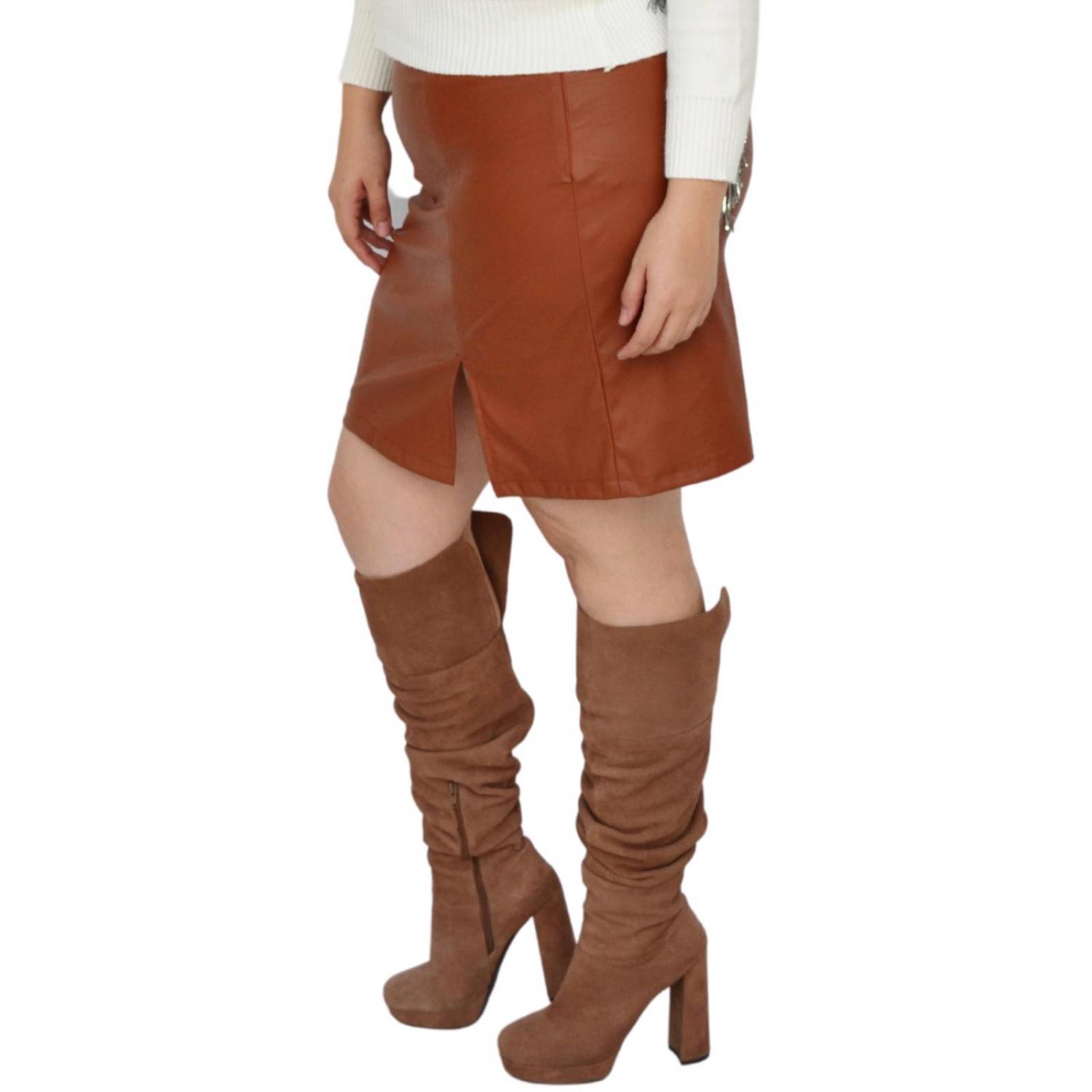 Falda corta de vinipiel Roman Fashion/Tallas Extras, 2114 (Camel) 