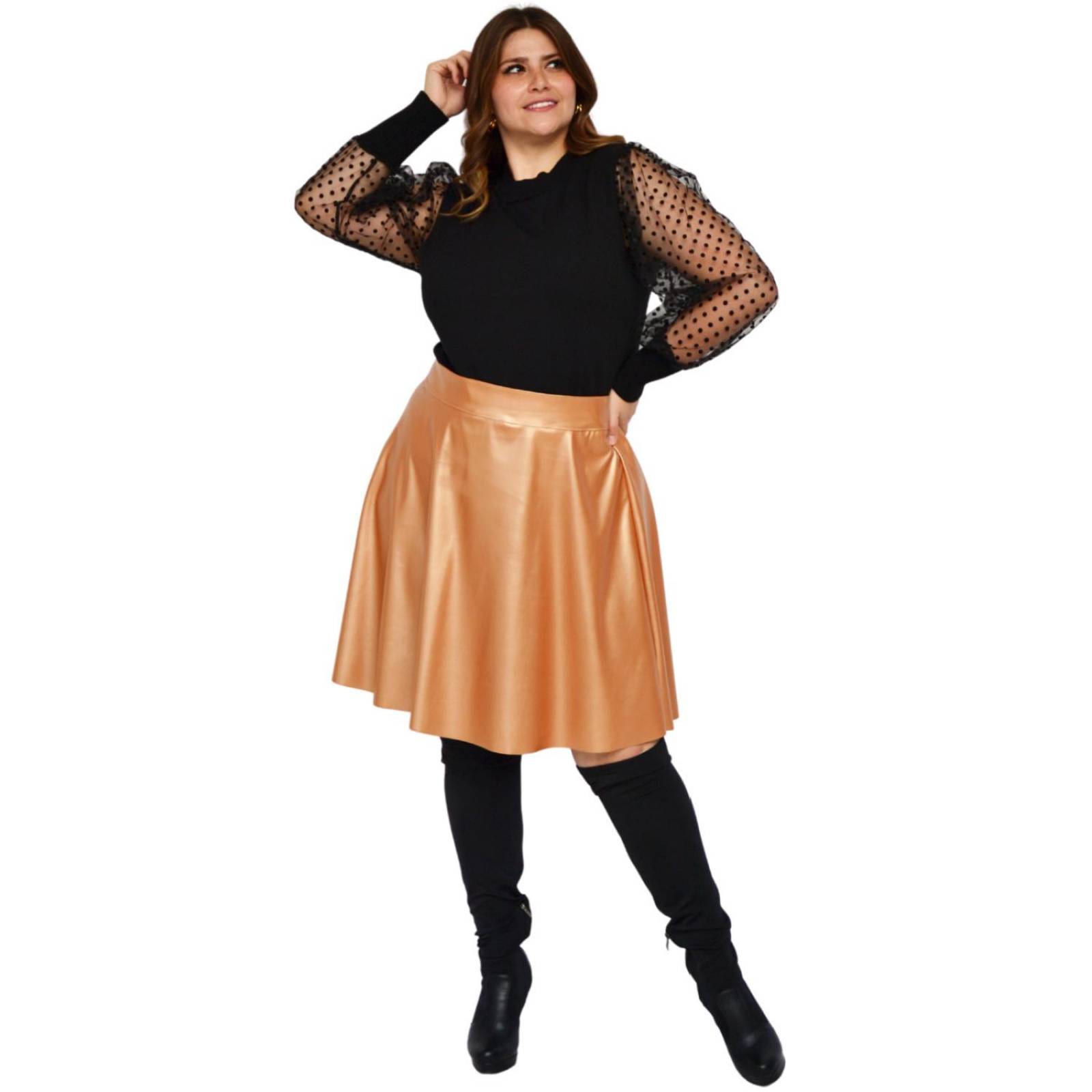 Falda talle alto Roman Fashion/Tallas Extras, 9508 (Dorado) 