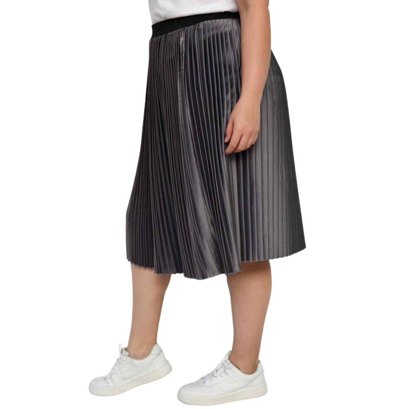 Falda plisada de satín Roman Fashion/Tallas Extras, 2122 (Gris) 