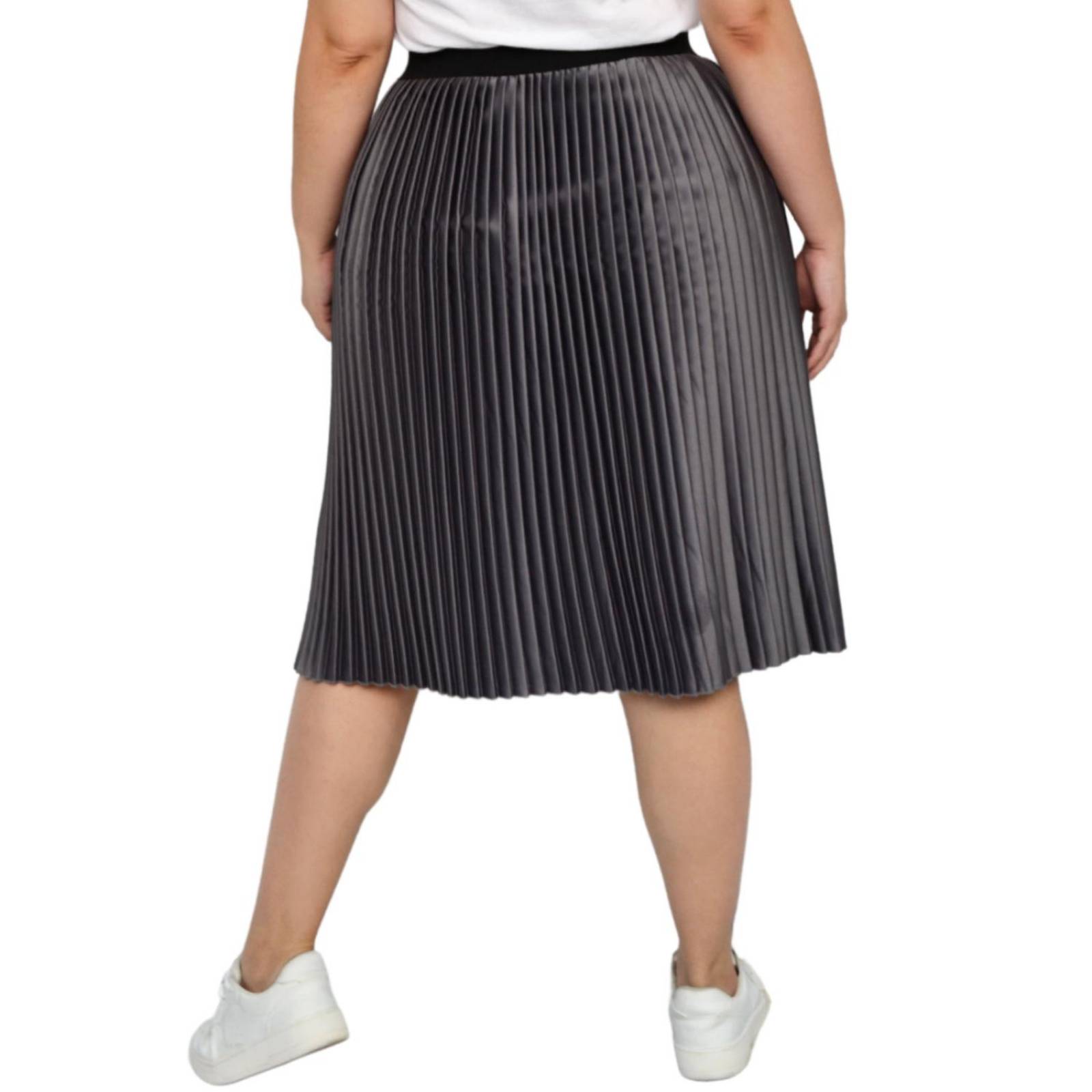 Falda plisada de satín Roman Fashion/Tallas Extras, 2122 (Gris) 