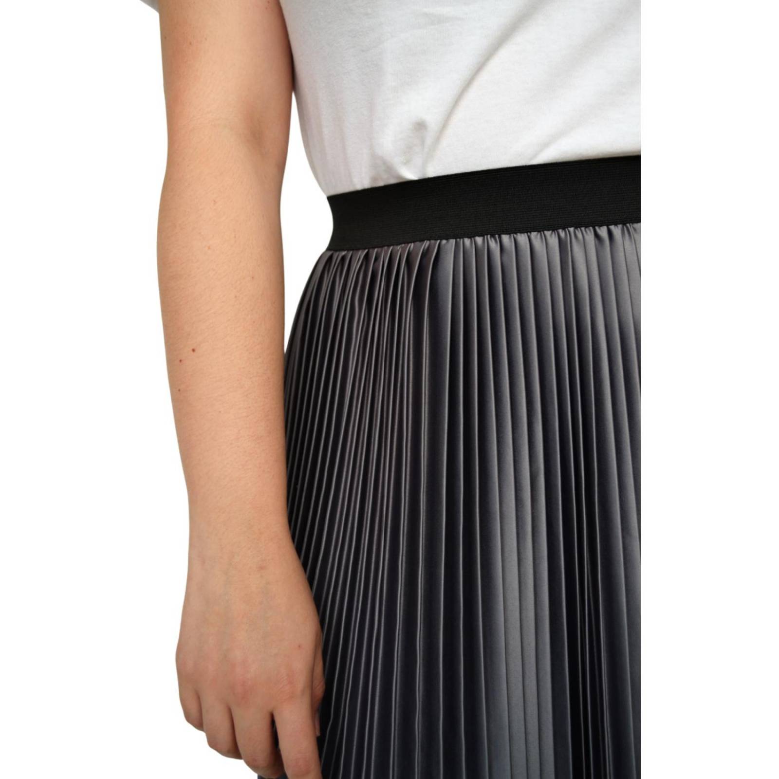 Falda plisada de satín Roman Fashion/Tallas Extras, 2122 (Gris) 