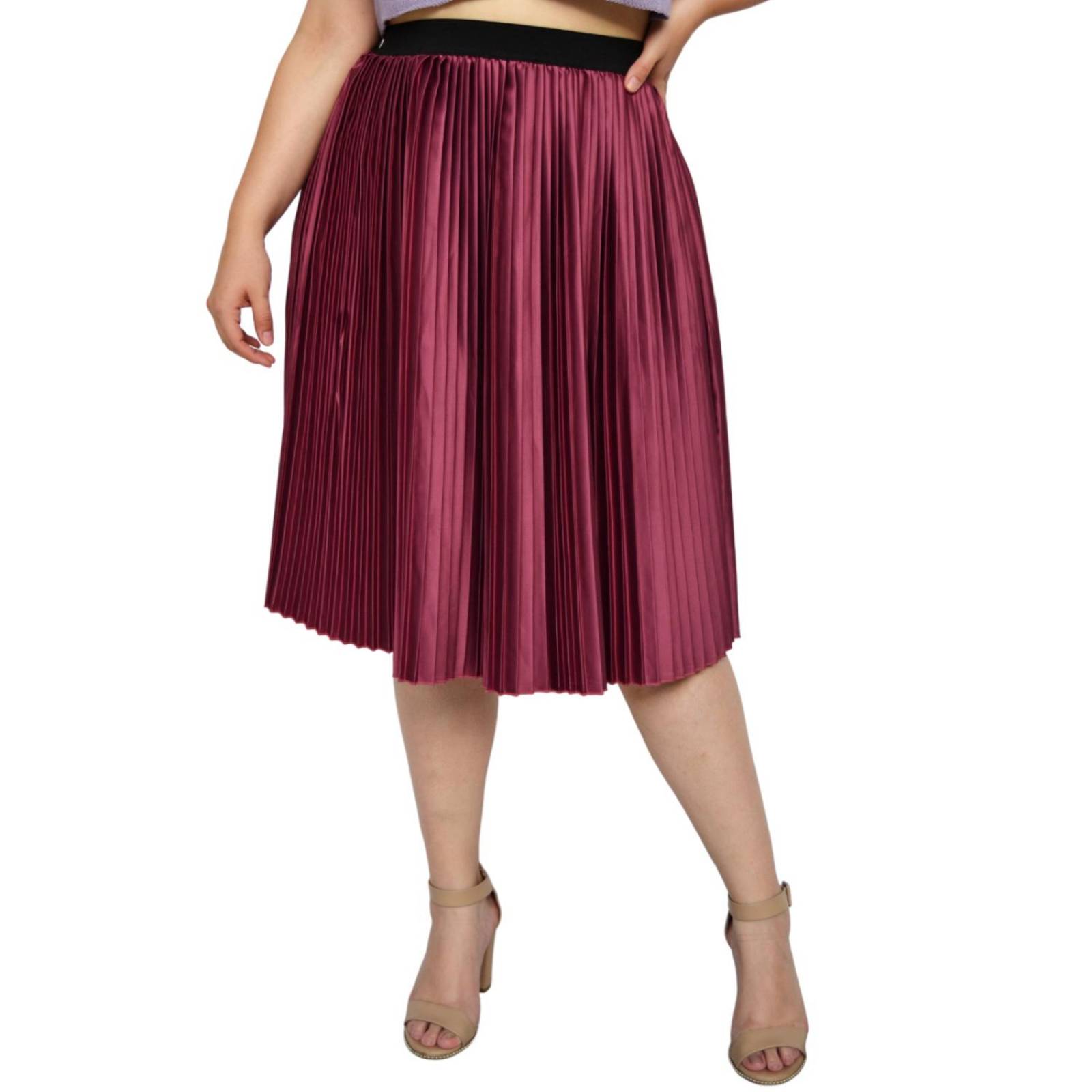 Falda plisada de satín Roman Fashion/Tallas Extras, 2122 (Mulberry) 