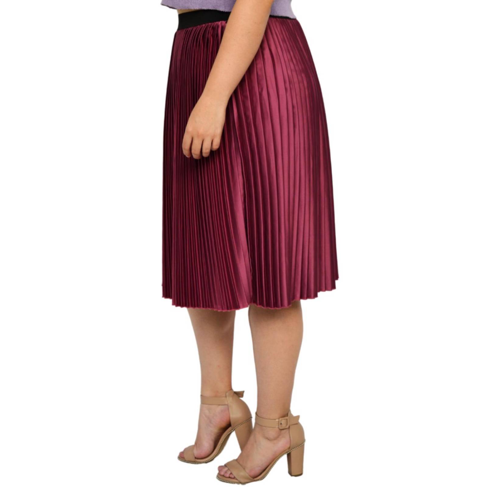 Falda plisada de satín Roman Fashion/Tallas Extras, 2122 (Mulberry) 