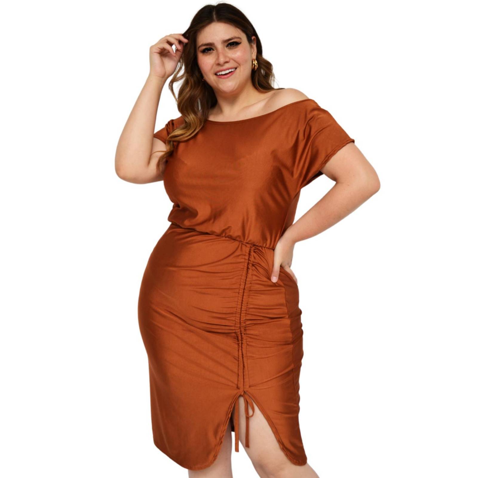 Vestido escote barco Roman Fashion/Tallas Extras, 4299 (Tabaco) 