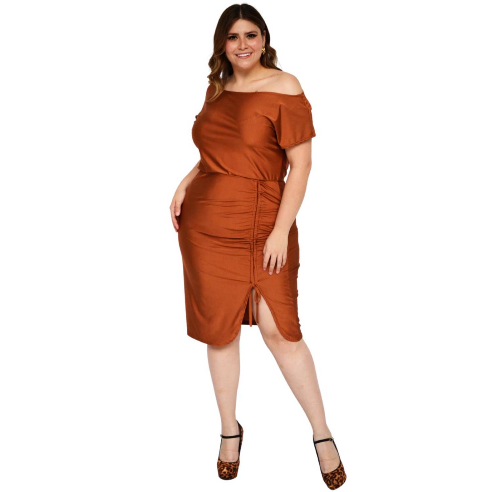 Vestido escote barco Roman Fashion/Tallas Extras, 4299 (Tabaco) 