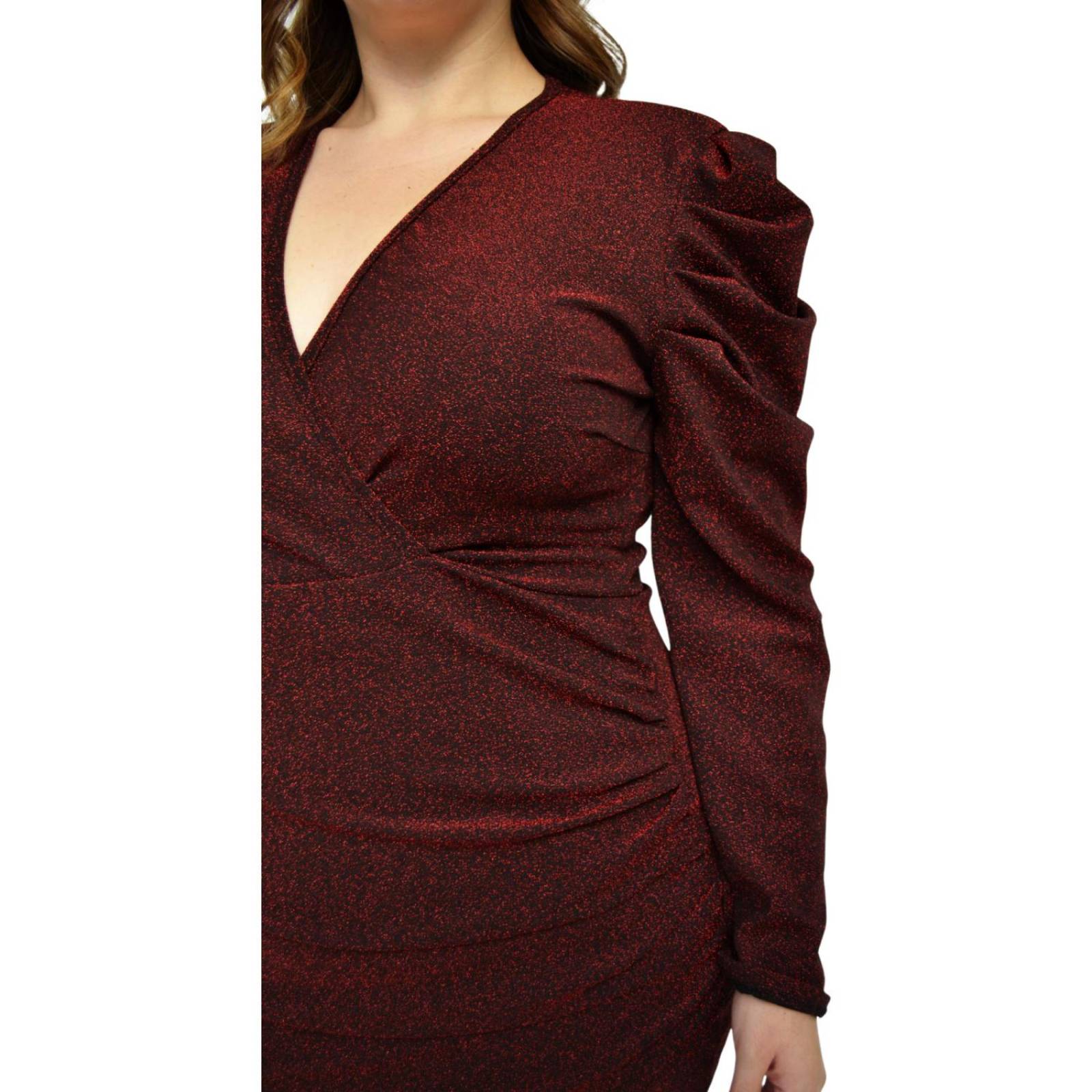 Vestido corto manga farol, Roman Fashion/Tallas Extras 4263 (Rojo)