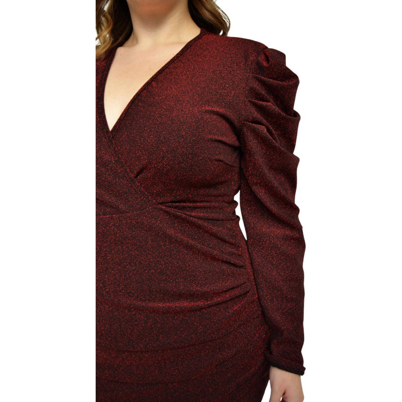 Vestido corto manga farol, Roman Fashion/Tallas Extras 4263 (Rojo)