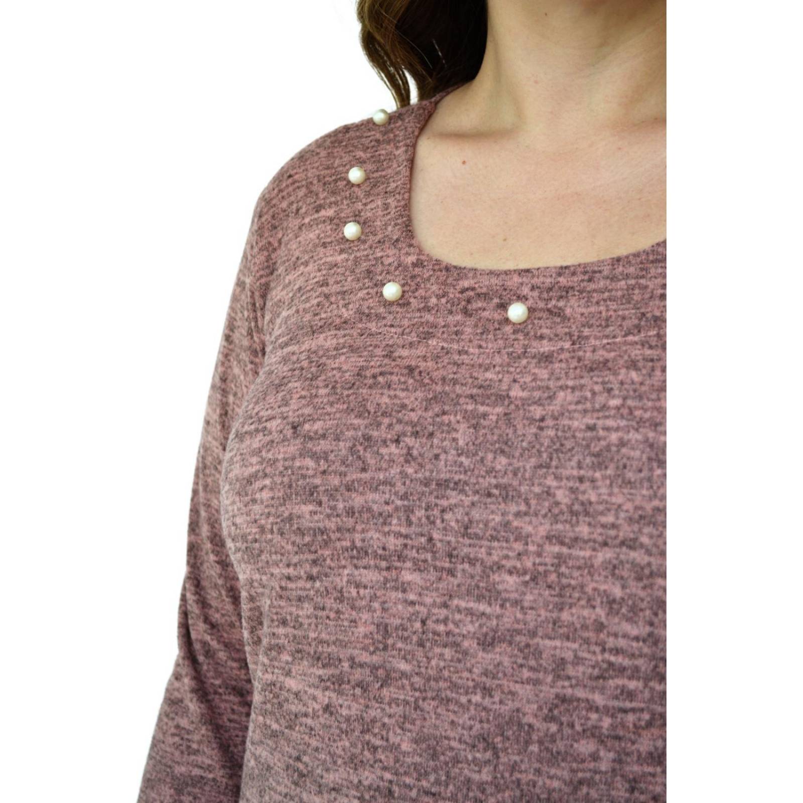Blusa tejida con perlas Roman Fashion/Tallas Extras 1138 (Rosa) 