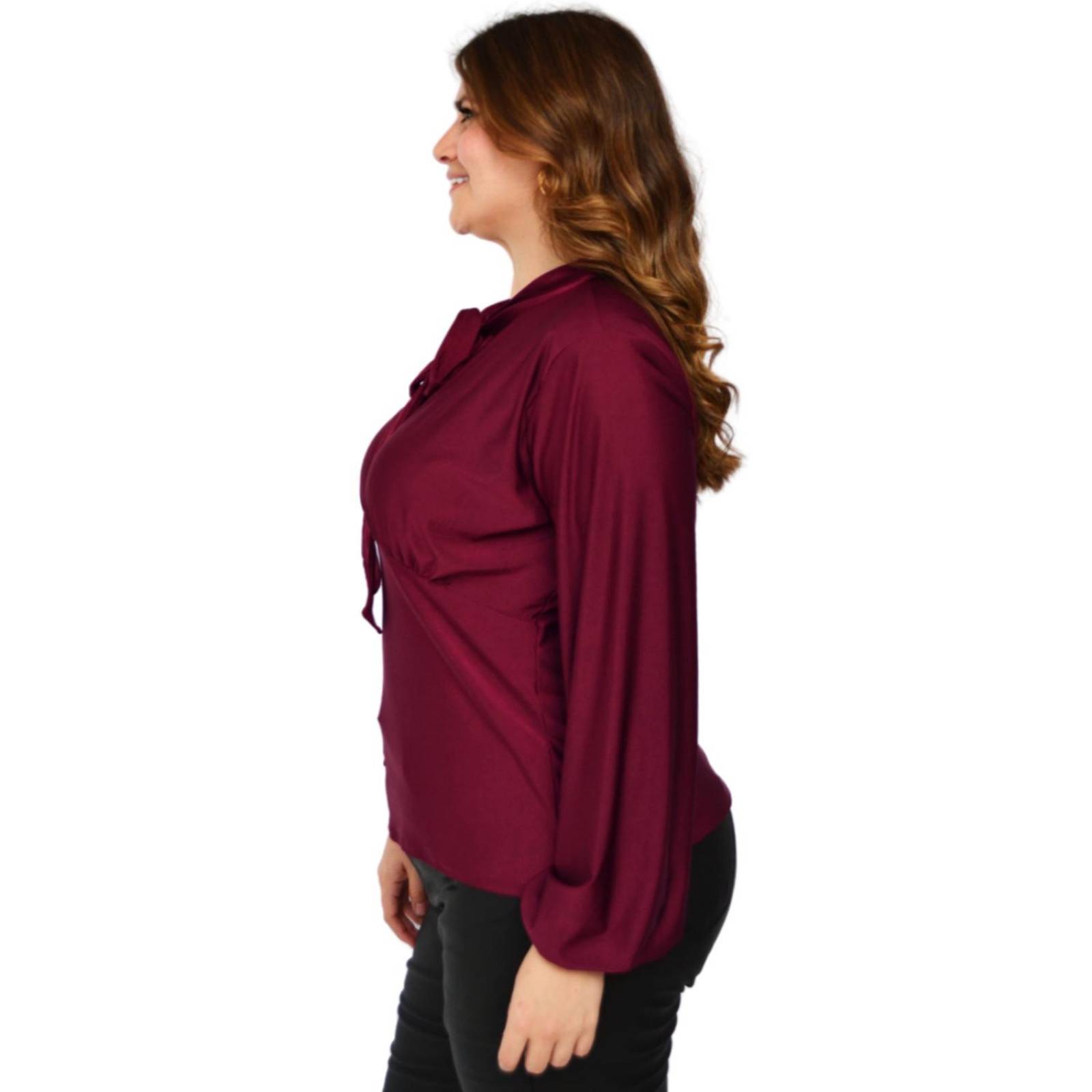 Blusa formal de satin Roman Fashion/Tallas Extras, 1801 (Vino) 