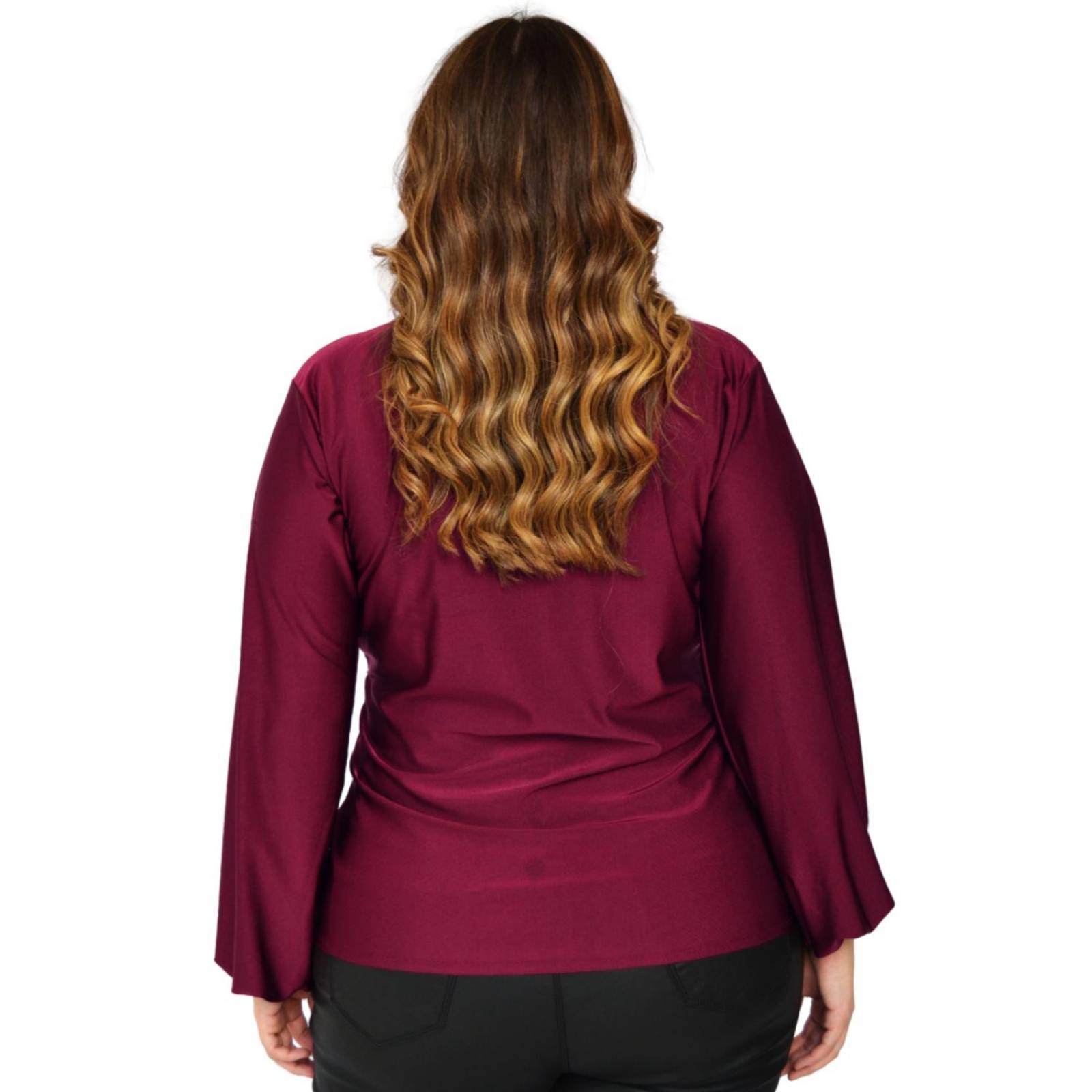 Blusa formal de satin Roman Fashion/Tallas Extras, 1801 (Vino) 