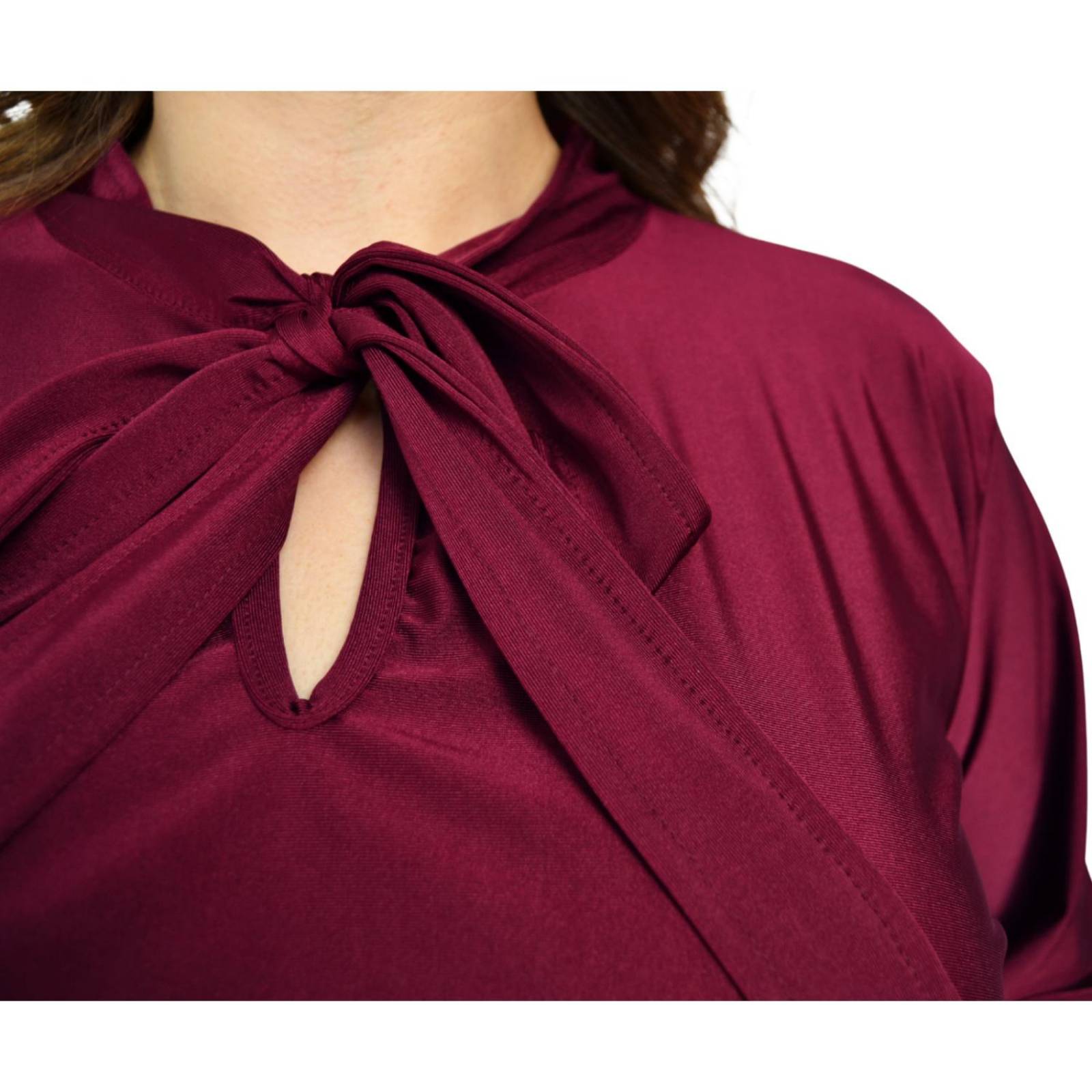 Blusa formal de satin Roman Fashion/Tallas Extras, 1801 (Vino) 