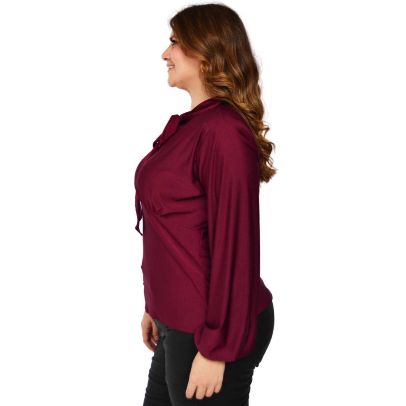 Blusa formal de satin Roman Fashion/Tallas Extras, 1801 (Vino) 