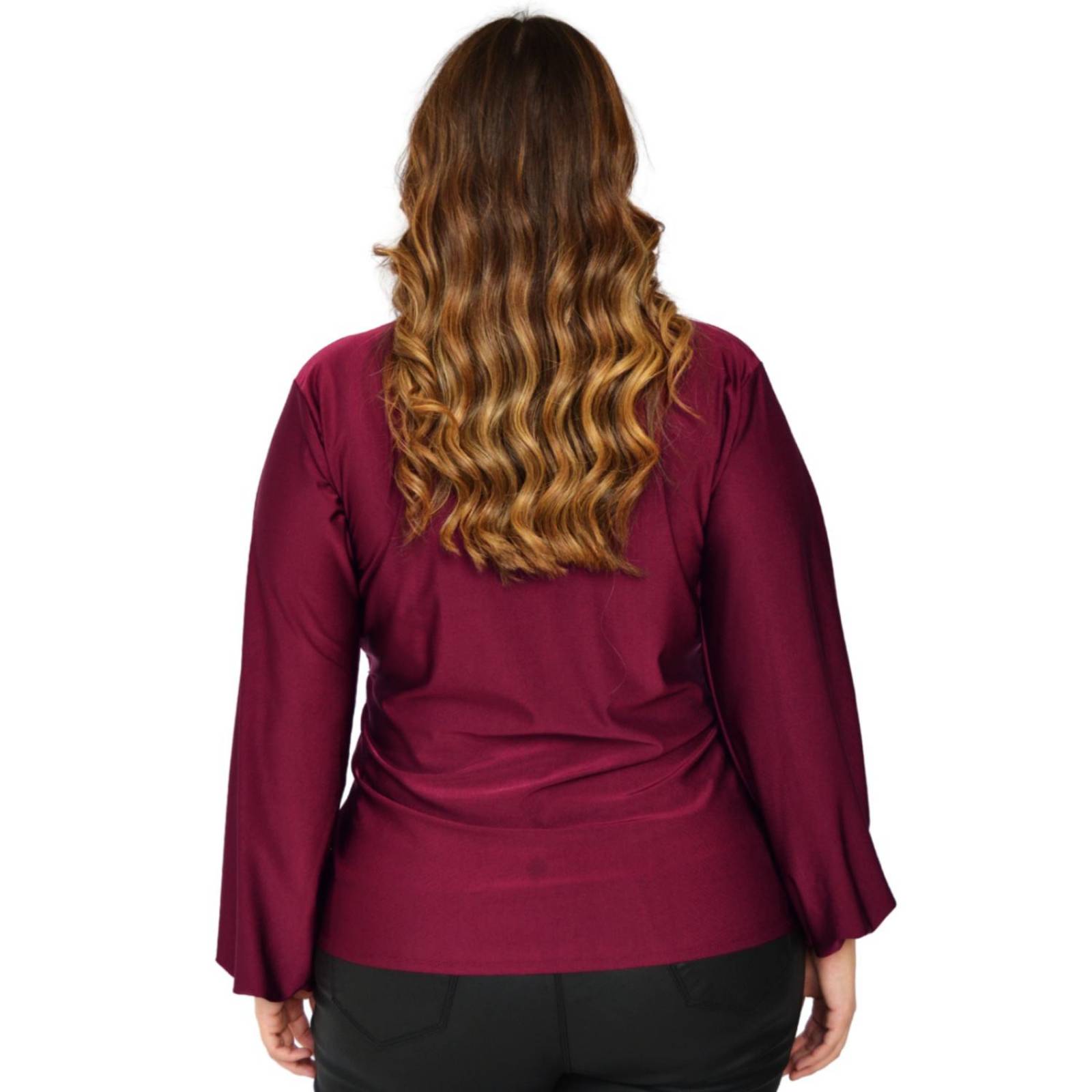 Blusa formal de satin Roman Fashion/Tallas Extras, 1801 (Vino) 