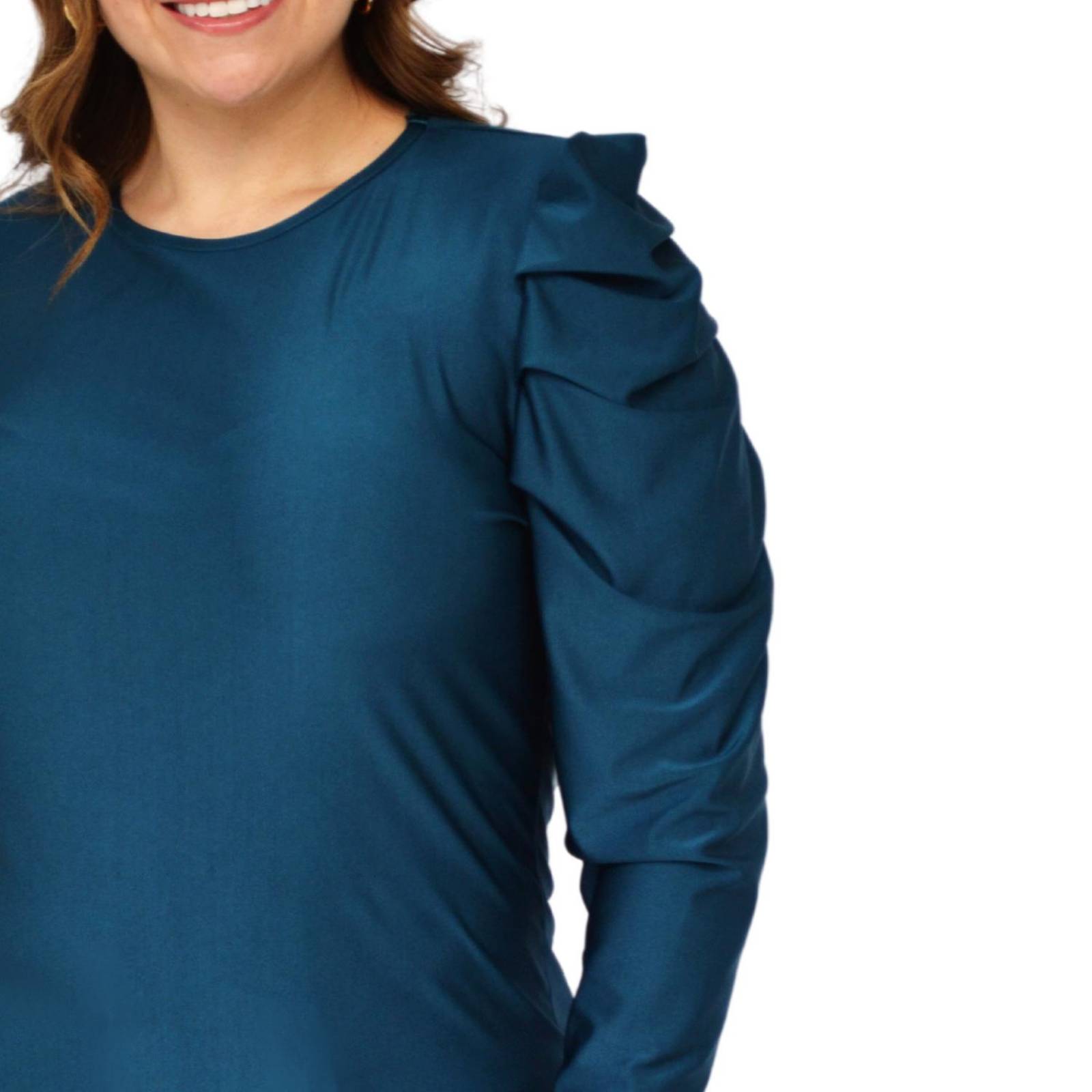 Blusa de manga farol Roman Fashion Tallas Extras, 1800 (Azul Petroleo) 