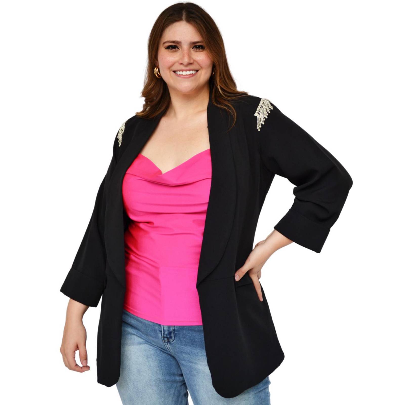 Blazer con pedrería Roman Fashion/Tallas Extras 2846 (negro) 
