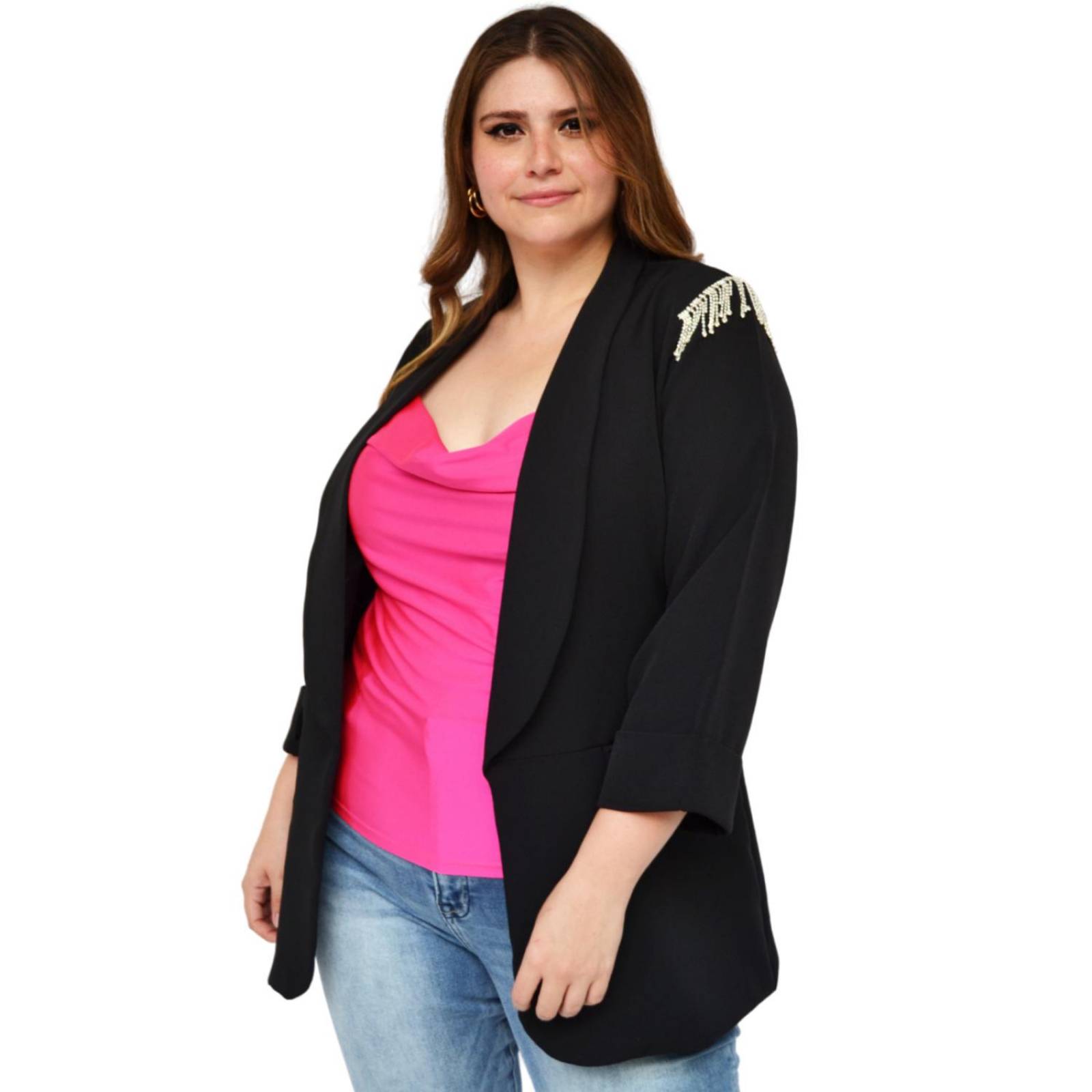 Blazer con pedrería Roman Fashion/Tallas Extras 2846 (negro) 