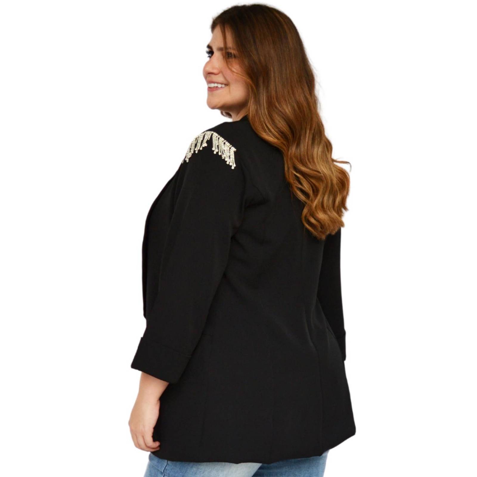 Blazer con pedrería Roman Fashion/Tallas Extras 2846 (negro) 