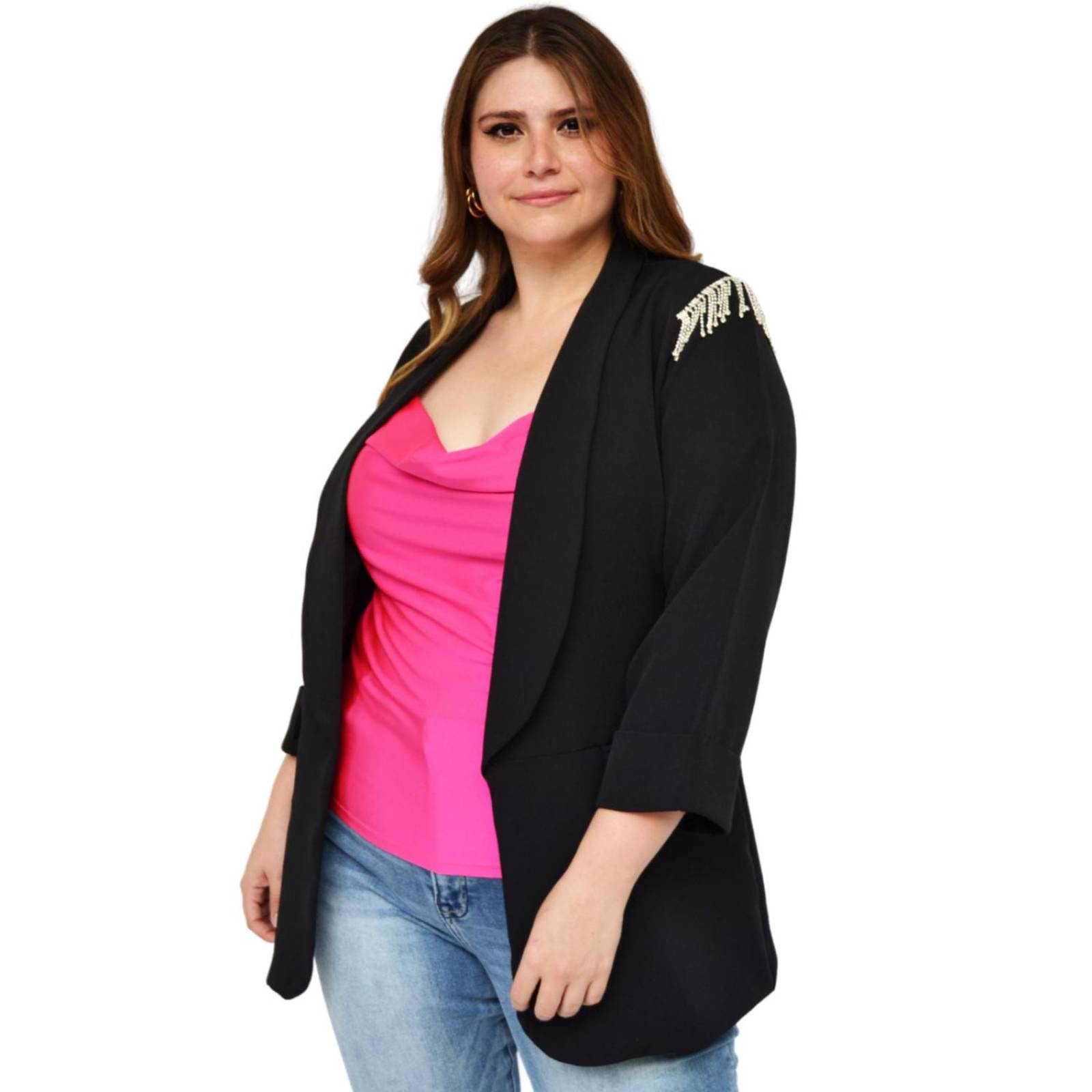 Blazer con pedrería Roman Fashion/Tallas Extras 2846 (negro) 