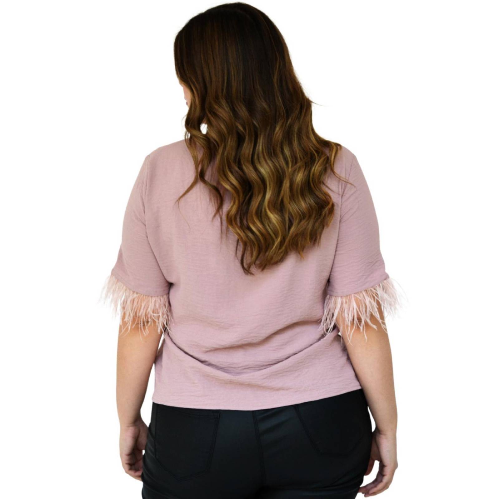 Blusa con plumas Roman Fashion/Tallas Extras 3870 (Rosa) 