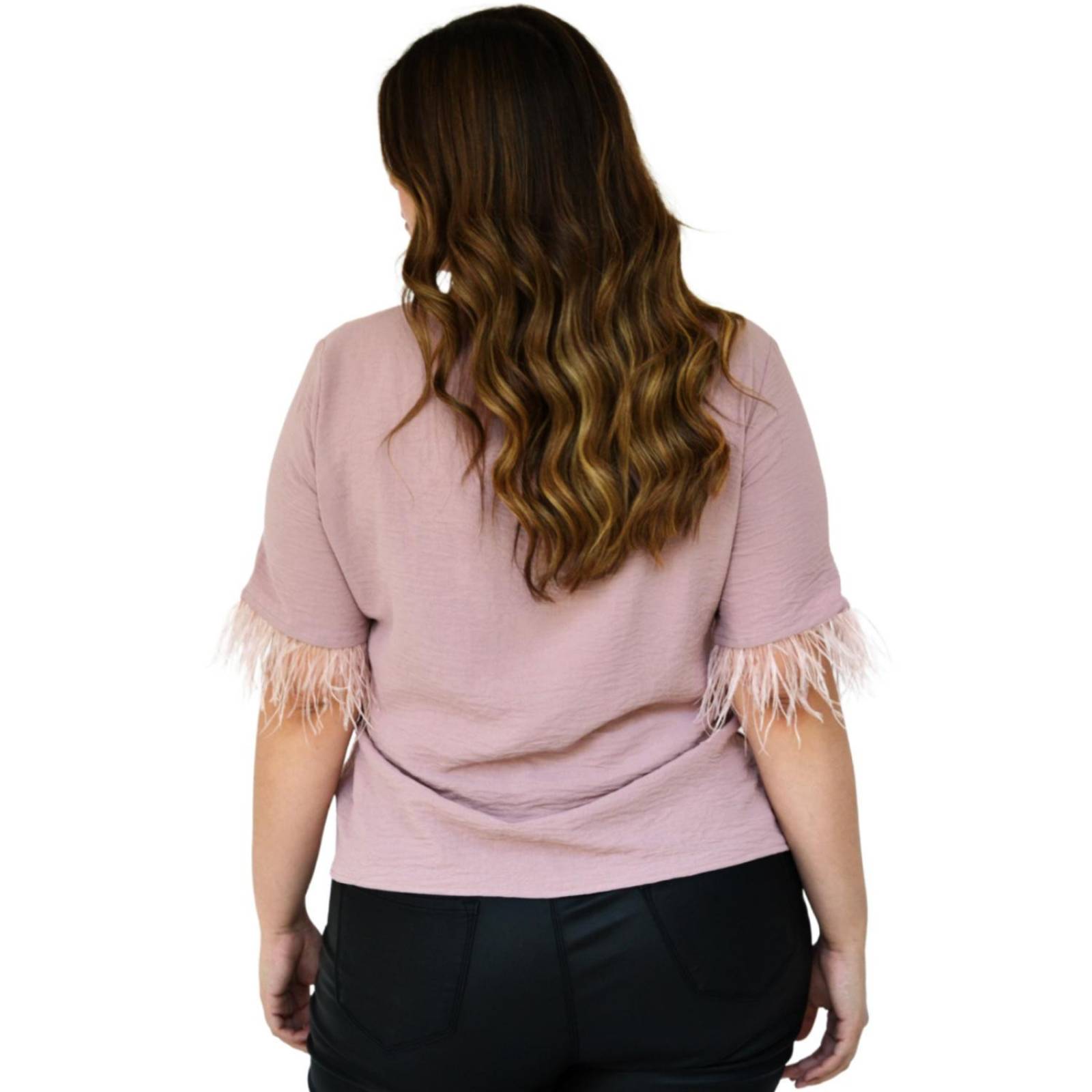 Blusa con plumas Roman Fashion/Tallas Extras 3870 (Rosa) 