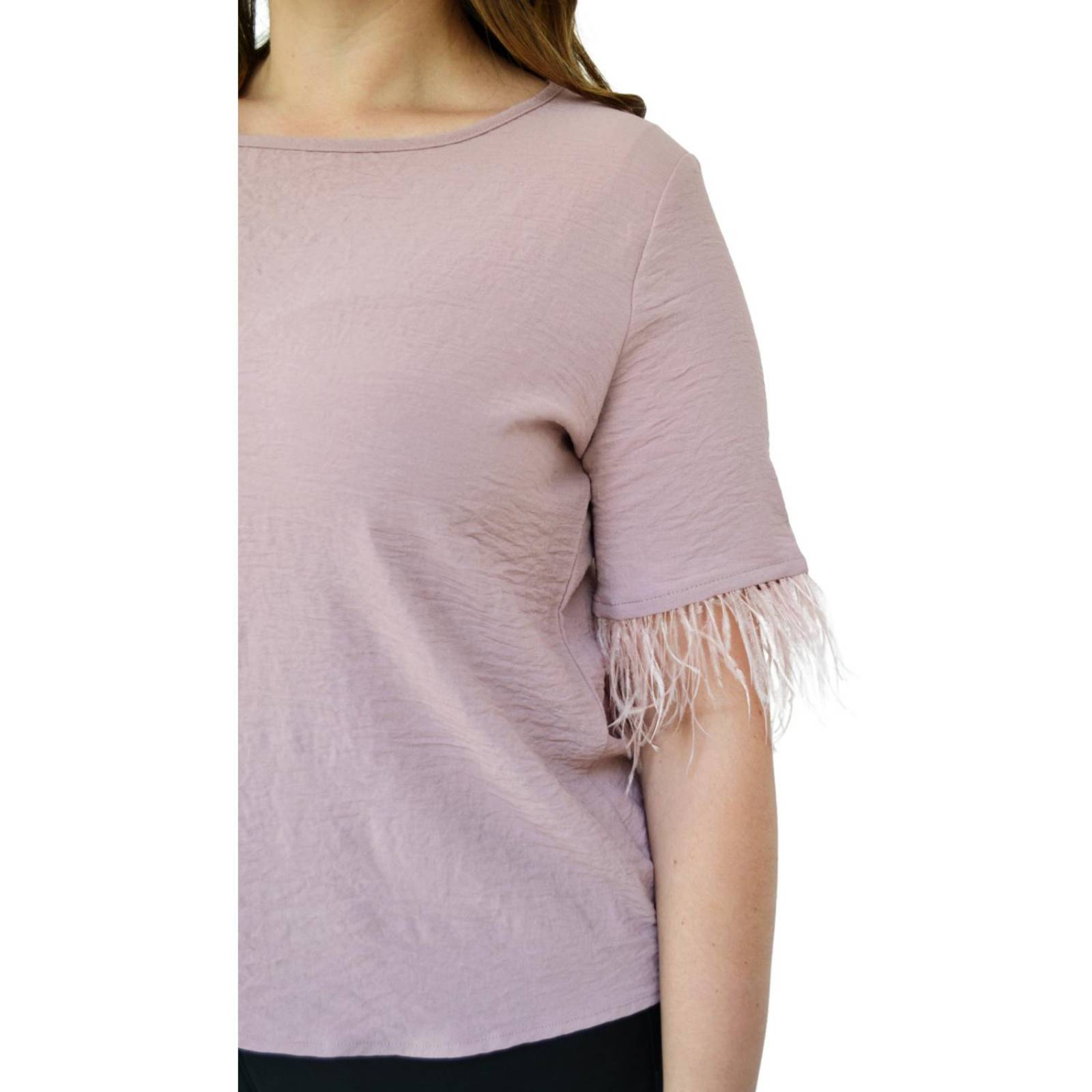 Blusa con plumas Roman Fashion/Tallas Extras 3870 (Rosa) 
