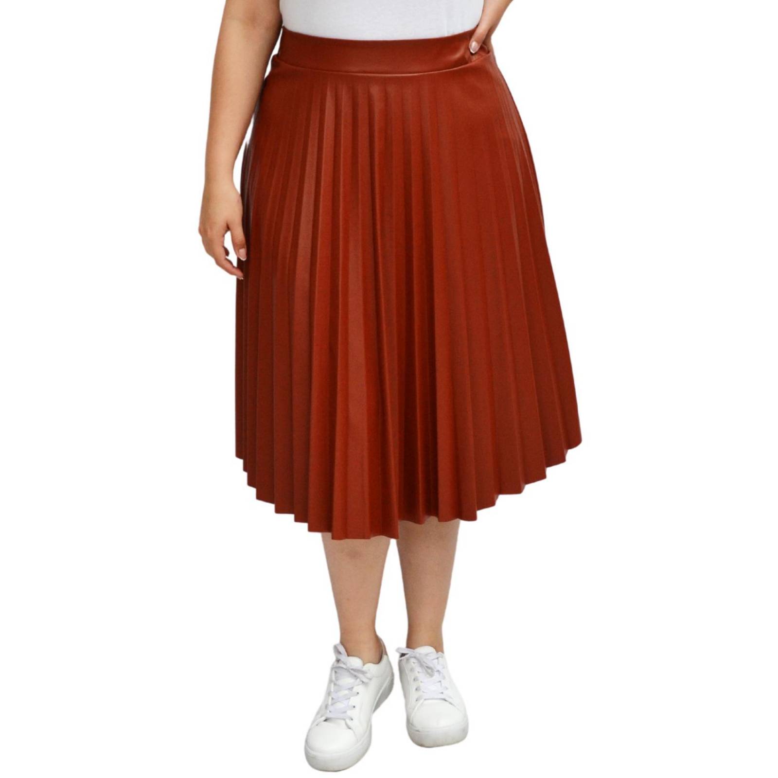 Falda plisada de vinipiel Roman Fashion/Tallas Extras 2711 (Terracota) 