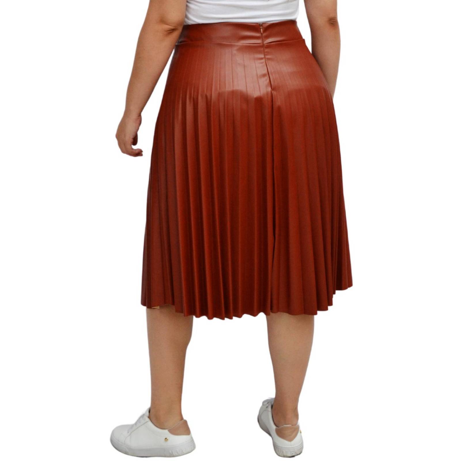 Falda plisada de vinipiel Roman Fashion/Tallas Extras 2711 (Terracota) 