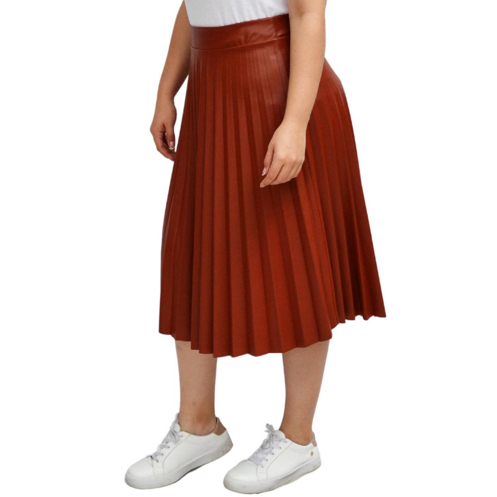 Falda plisada de vinipiel Roman Fashion/Tallas Extras 2711 (Terracota) 