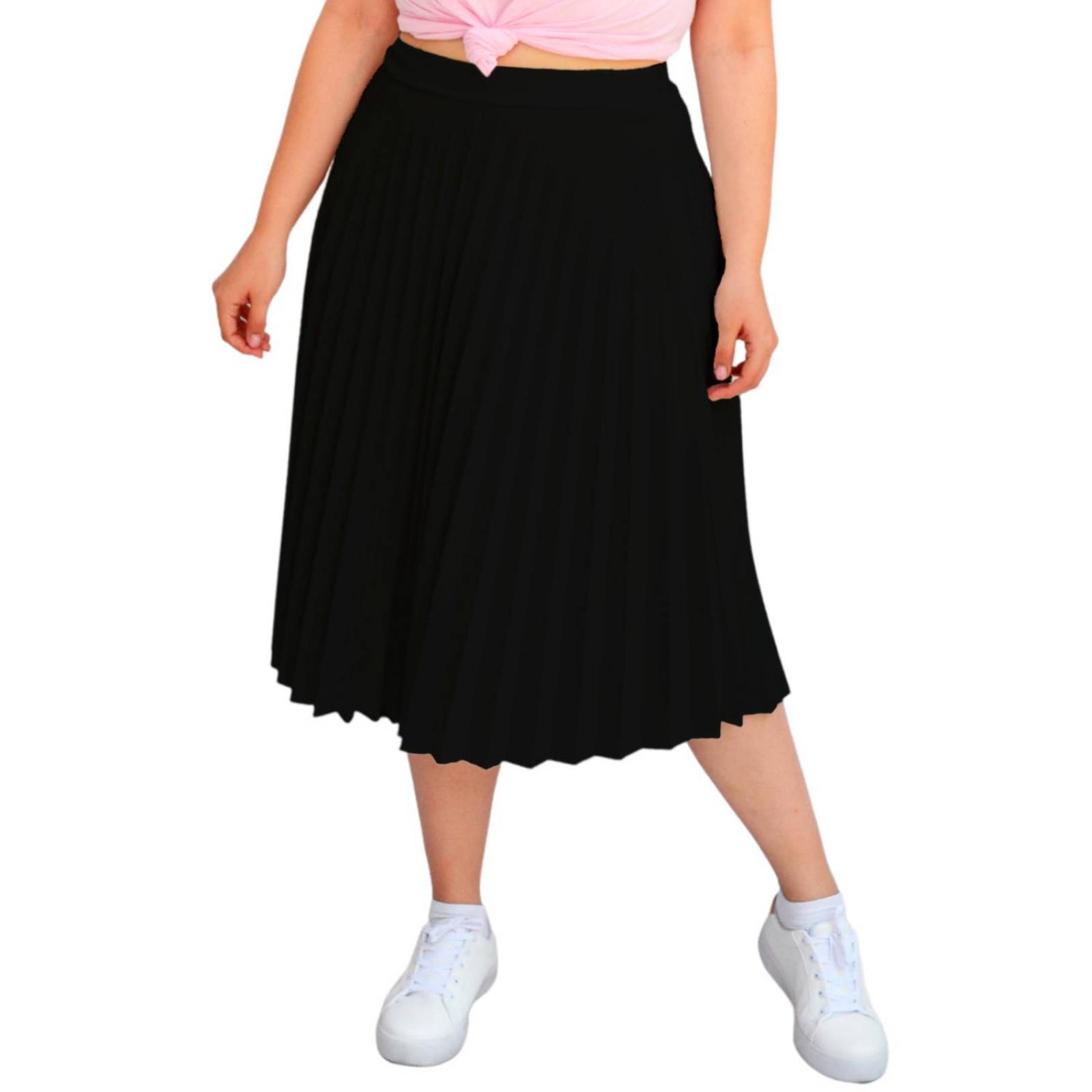 Falda plisada Roman Fashion/Tallas Extras, 715 (Negro) 
