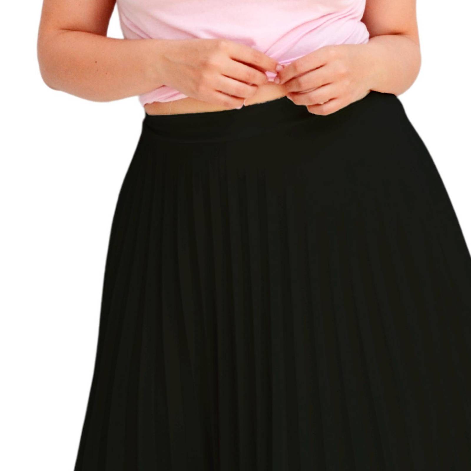 Falda plisada Roman Fashion/Tallas Extras, 715 (Negro) 
