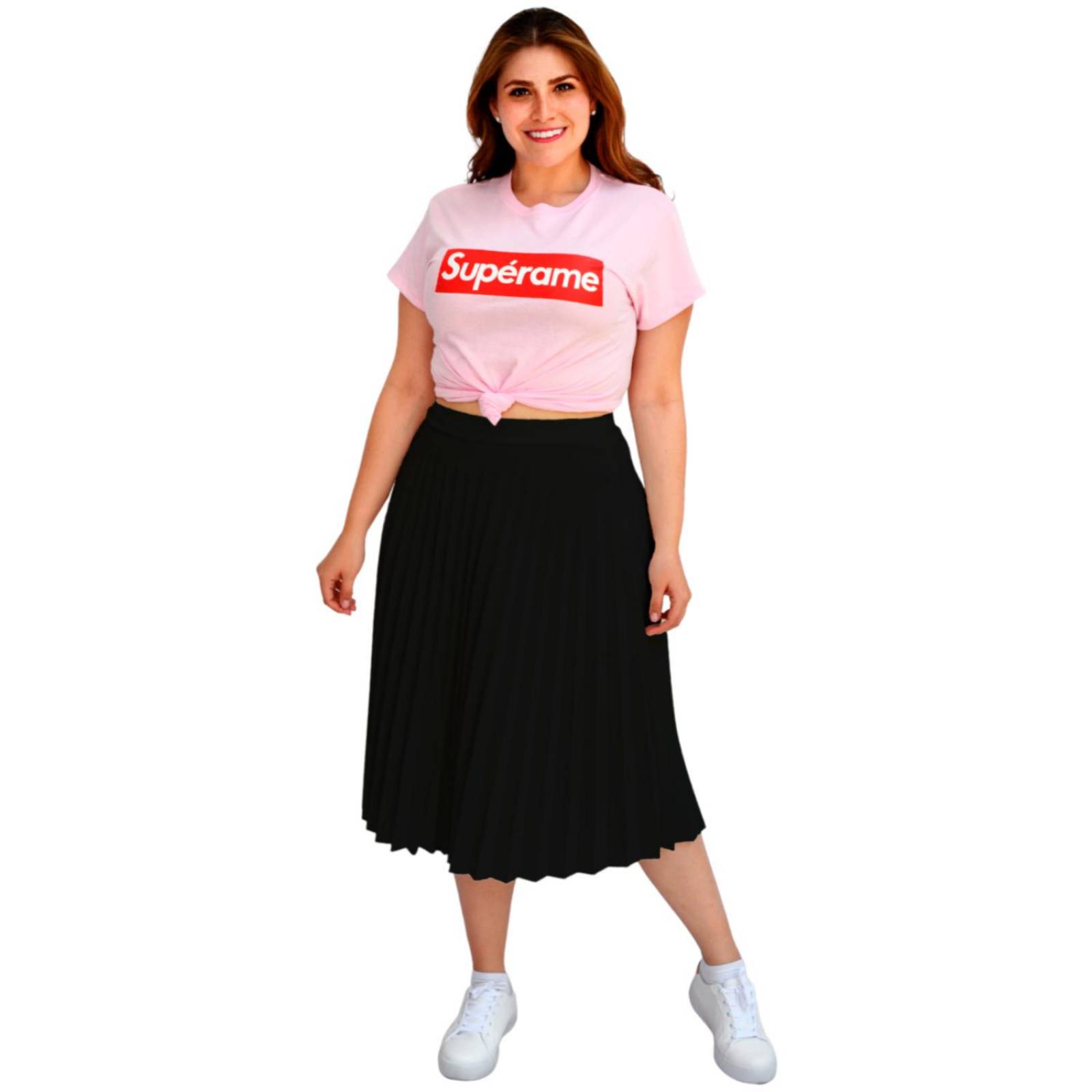 Falda plisada Roman Fashion/Tallas Extras, 715 (Negro) 